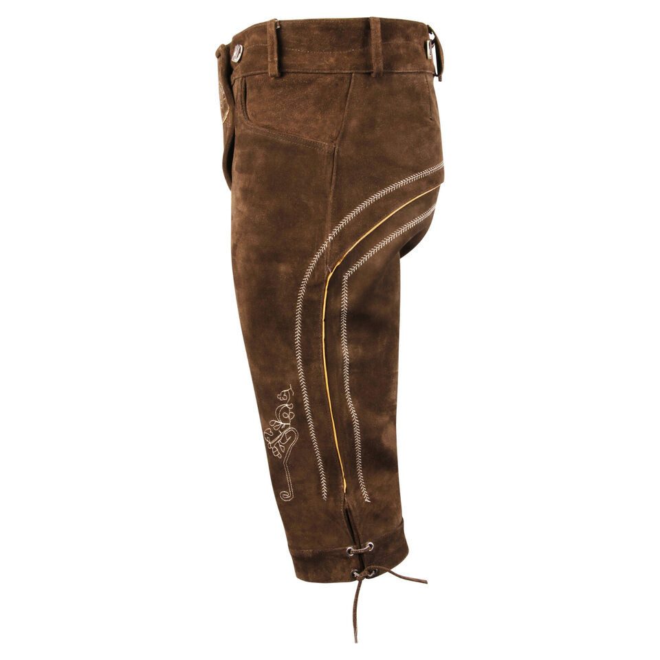 Myooka Trachtenlederhose Herren Trachtenlederhose kniebund knielang Bayerische Trachten Set Langlebig