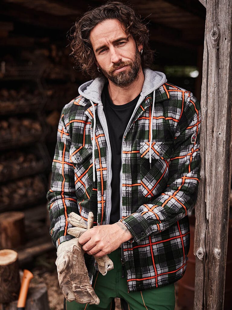 Terrax Workwear Langarmhemd Herren Thermohemd mit Kapuze - Arbeitsjacke Thermojacke