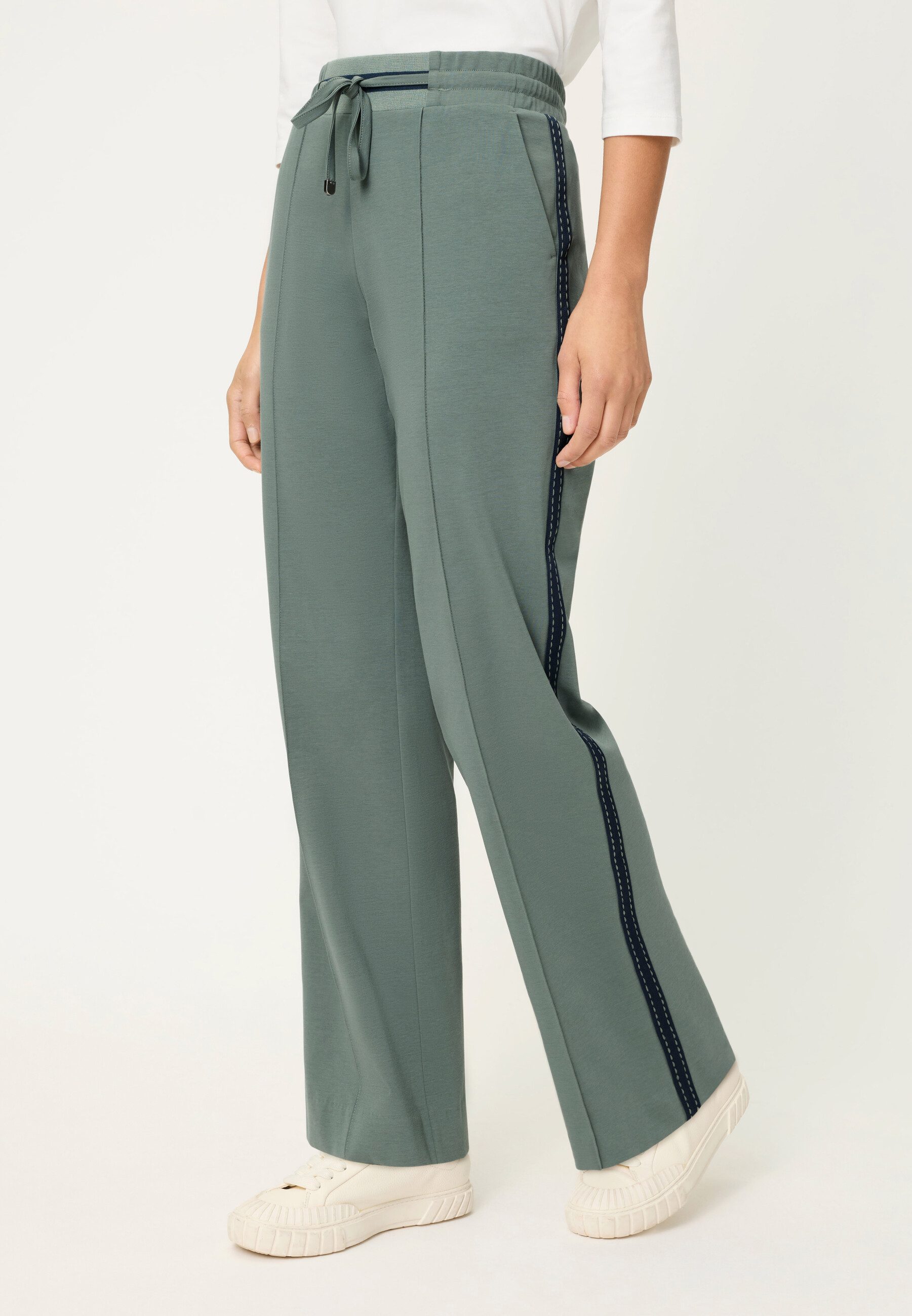 Olsen Stoffhose Hose mit elastischem Bund, Tunnelzug und Bindeband