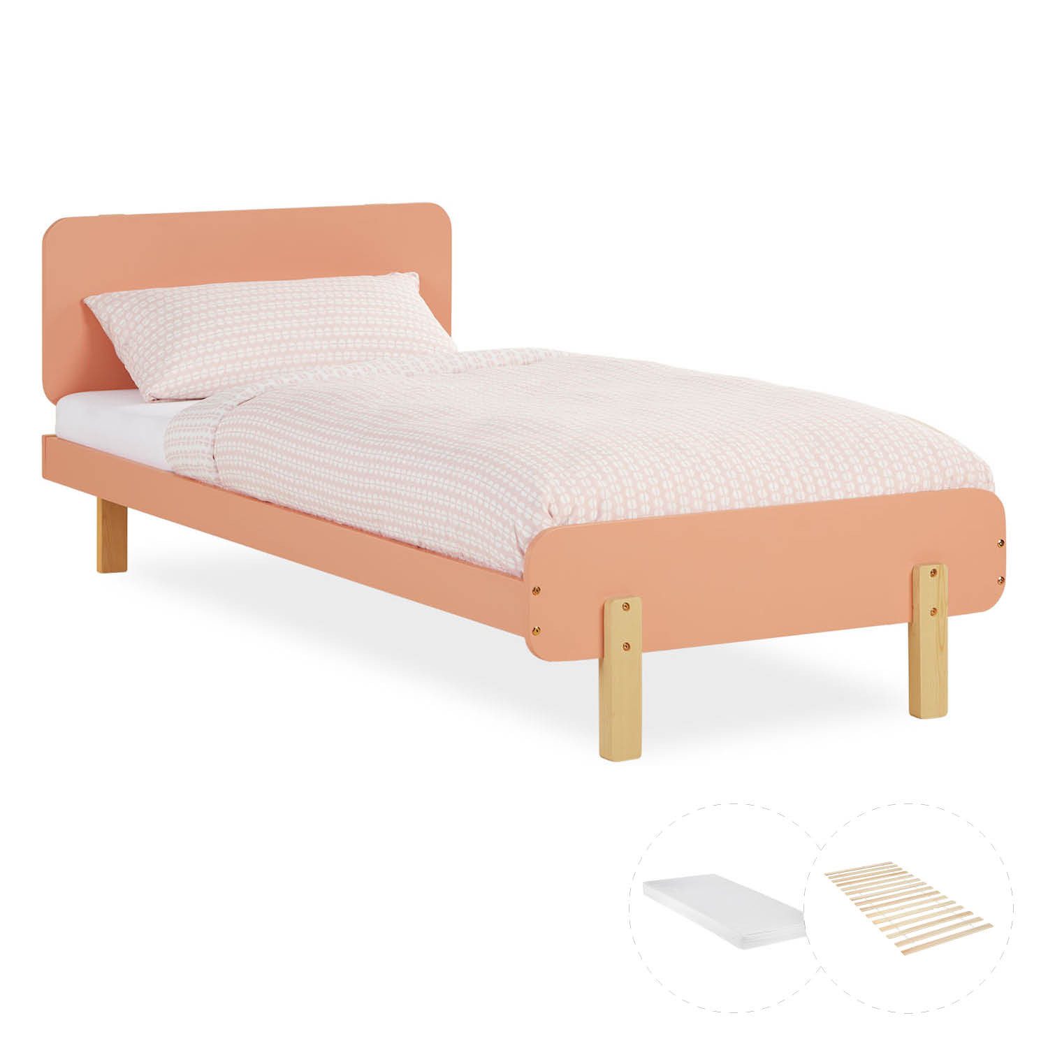 Homestyle4u Kinderbett 90x200 mit Lattenrost und Matratze in Rot 2806 günstig online kaufen