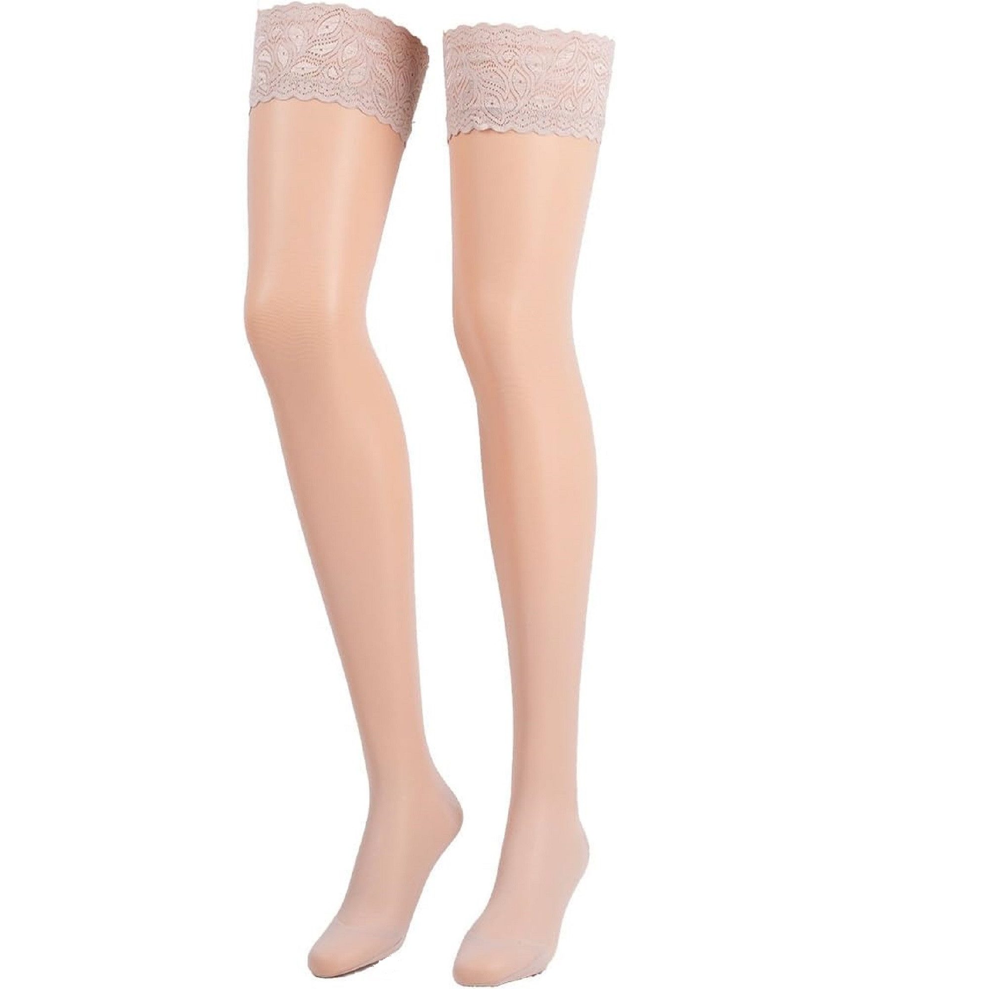 COMPRESSANA Feinstrümpfe CALYPSO 140 DEN Stützschenkelstrümpfe mit Spitzenhaftband