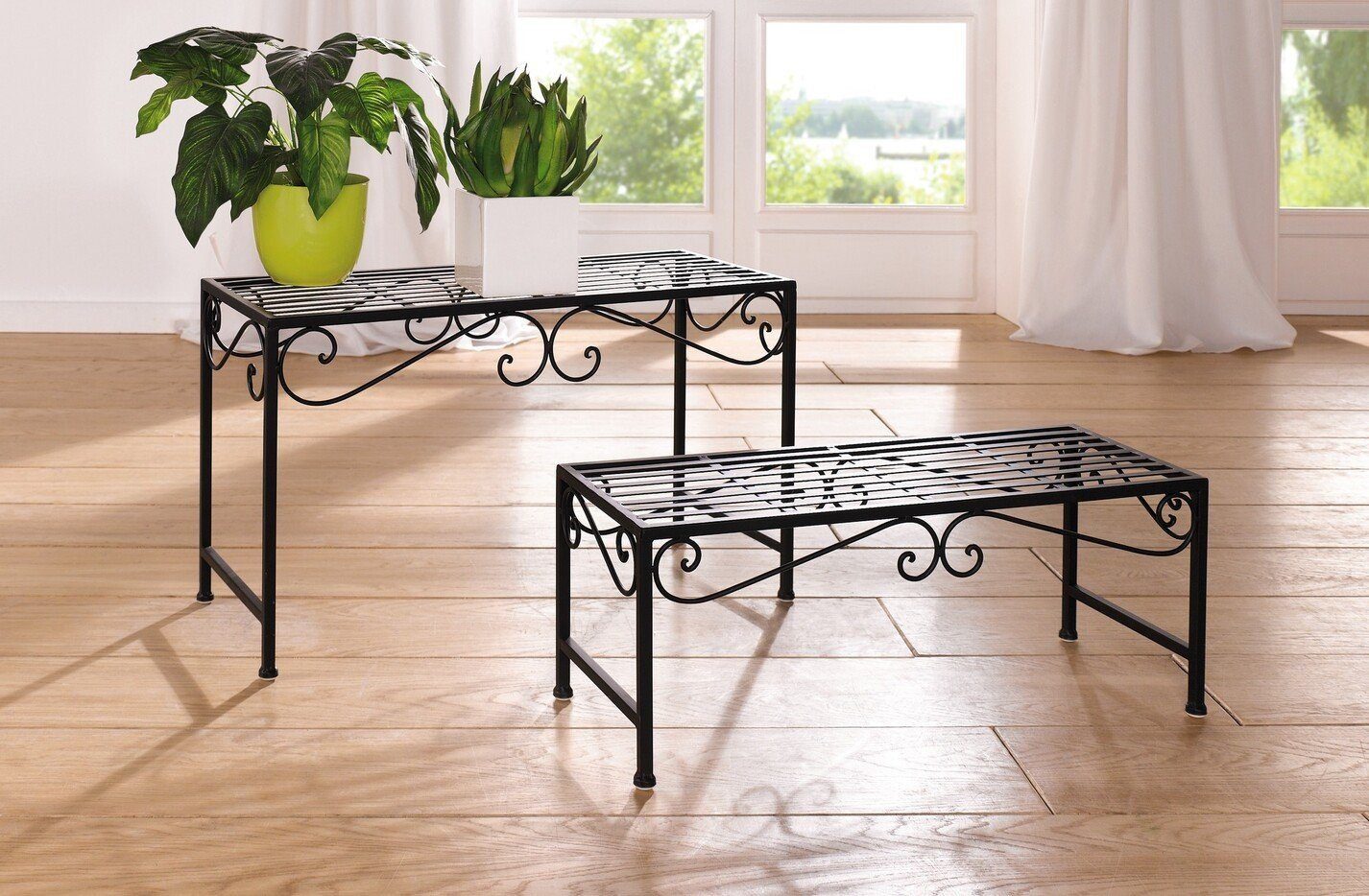 Home-trends24.de Blumenbank Metall Bank Blumenbank Pflanzenbank Rankenmuster