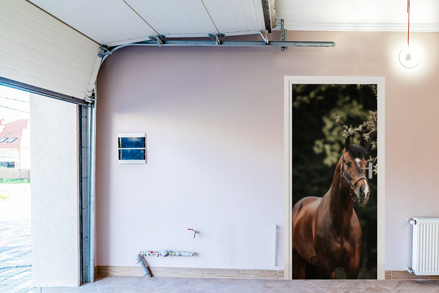 MuchoWow Türtapete Pferd - Tür, Äste St), (1 Türaufkleber, für 75x205 cm Matt, - bedruckt, Fototapete Porträt
