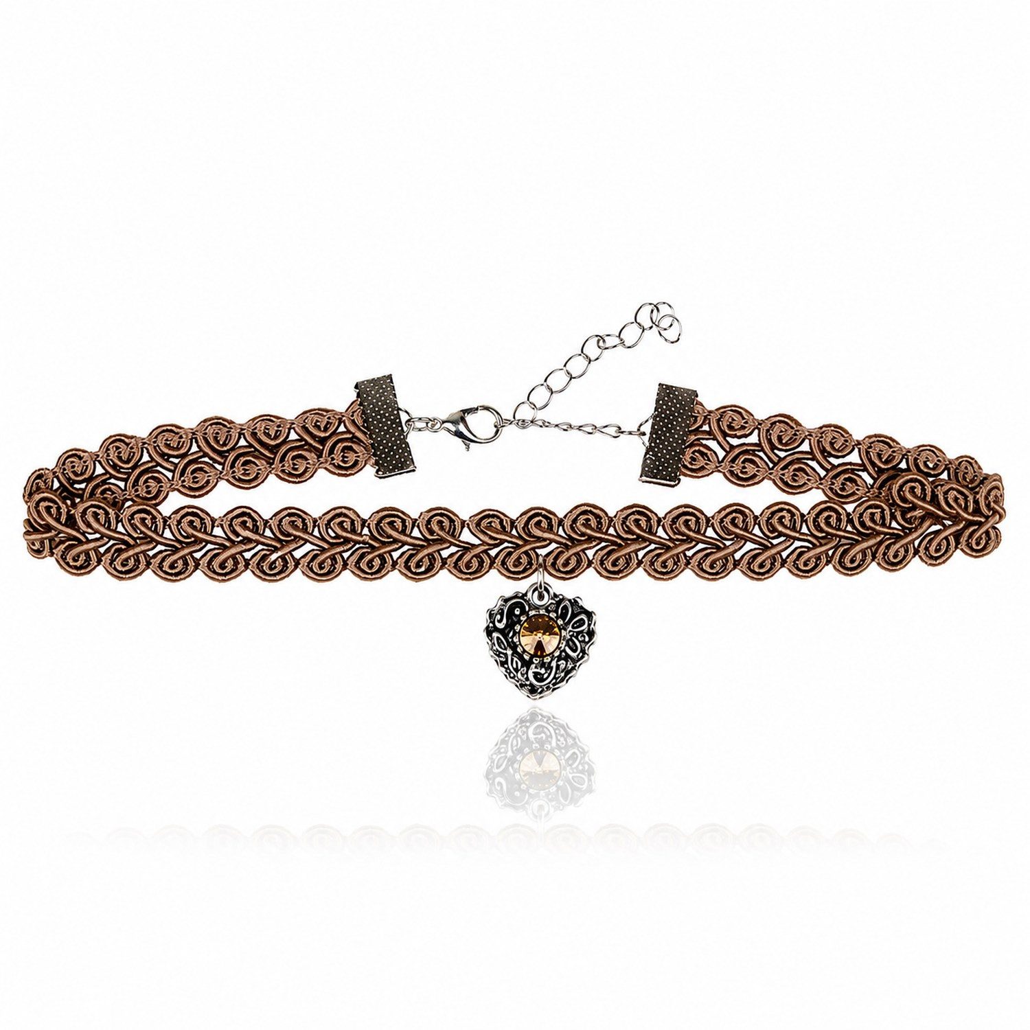 LUISIA® Kette mit Anhänger LUISIA® Halsband Kropfband 'Editha', Braun