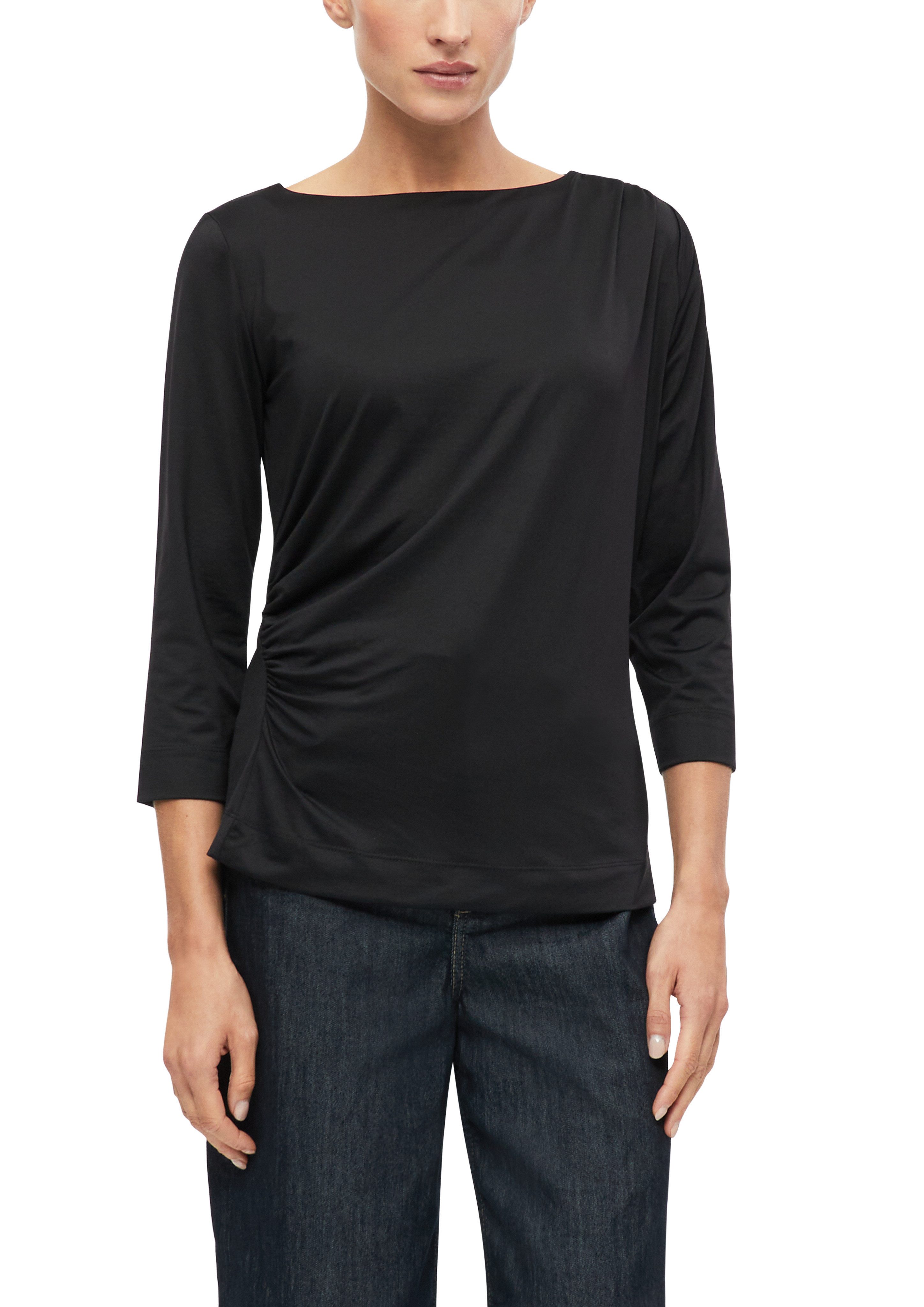 s.Oliver BLACK LABEL 3/4-Arm-Shirt Sommershirt mit seitlicher Saffung