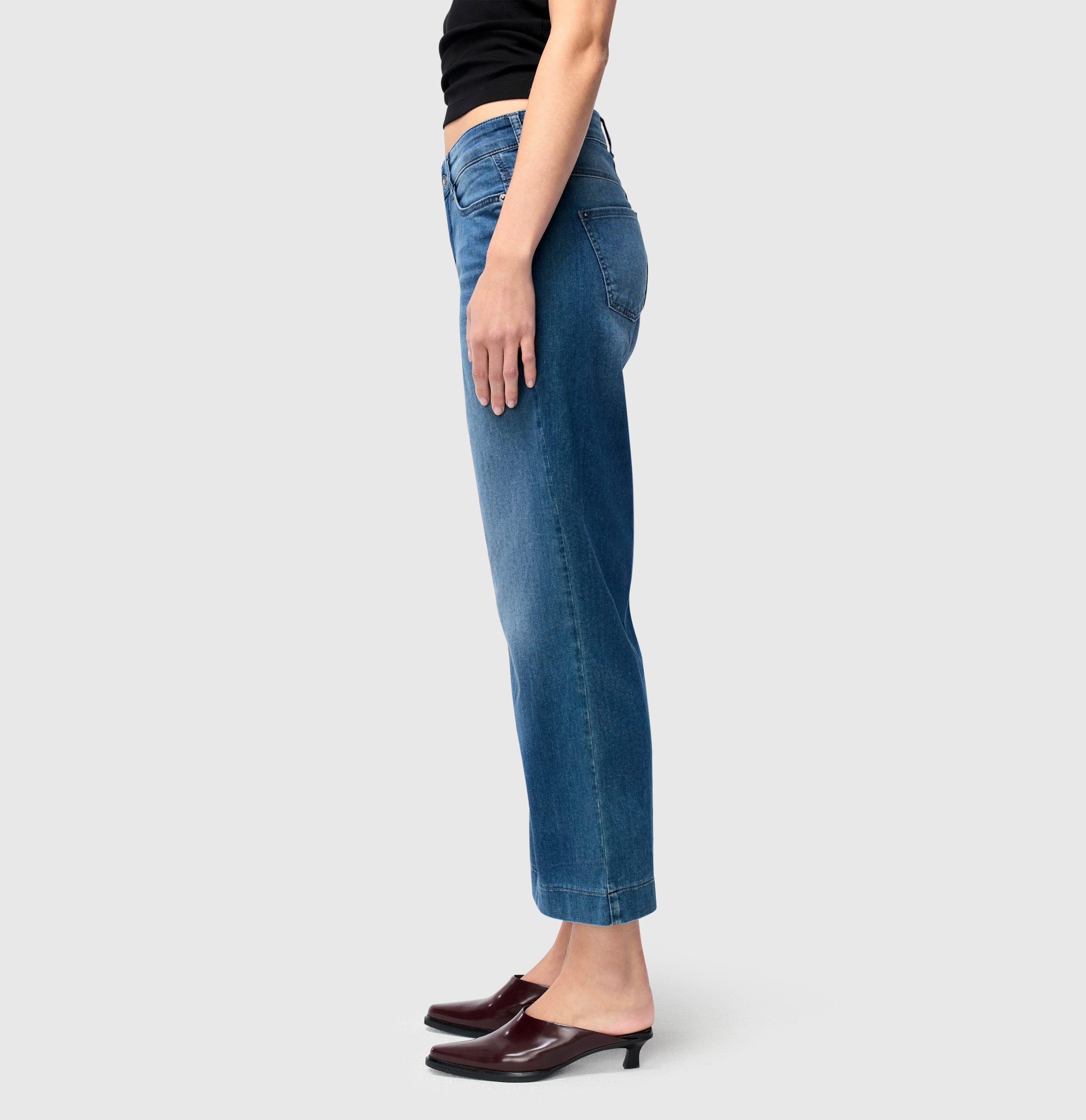 MAC Weite Jeans DREAM WIDE mit Fransen am Saum