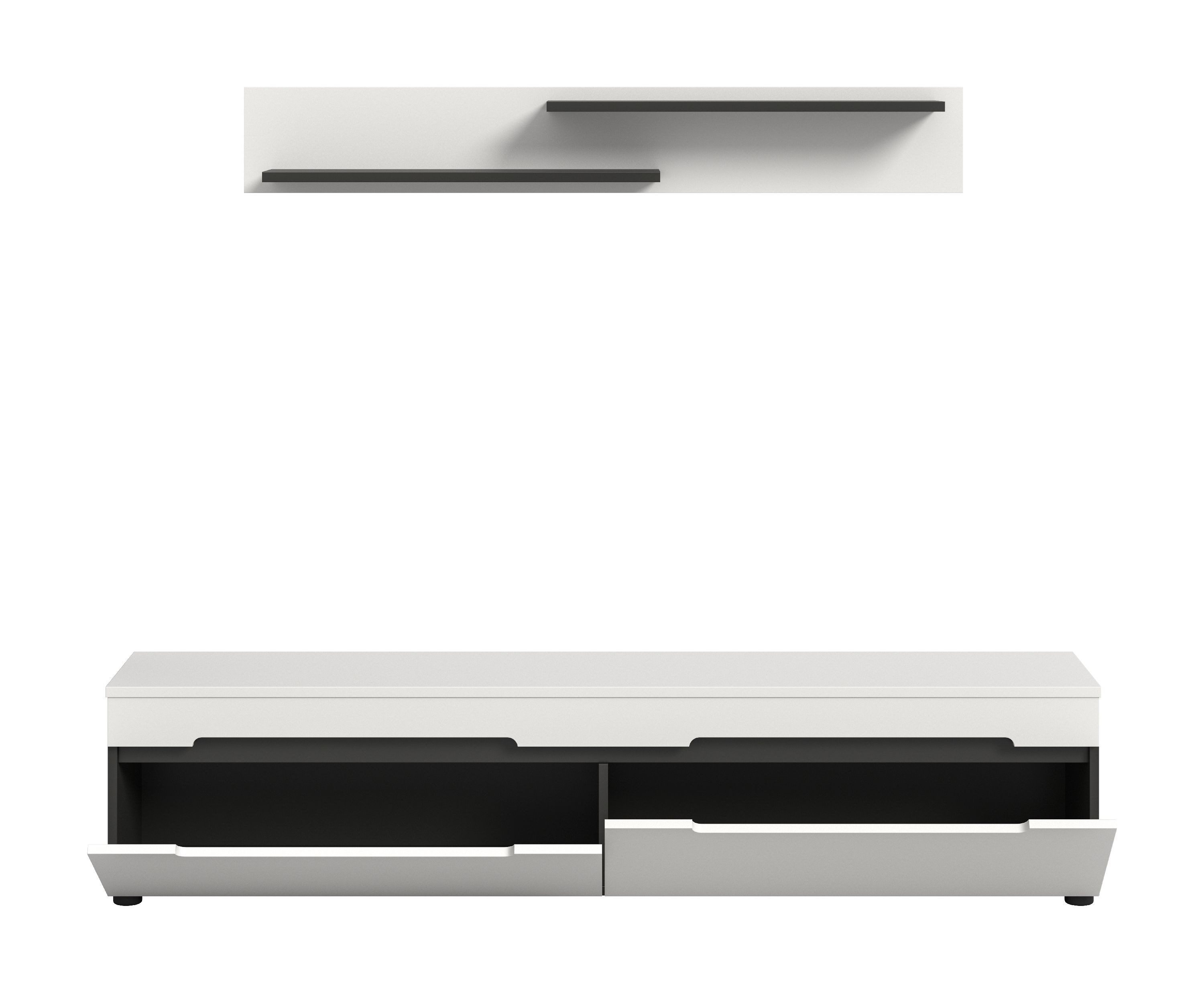 xonox.home Lowboard Canu, Basalt grau Melamin beschichtet modern 170x38x33 cm