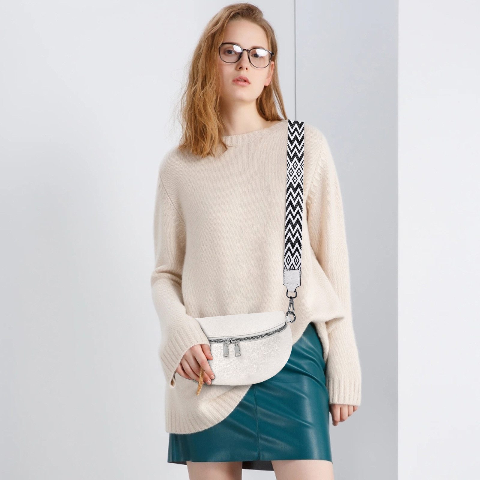 TAN.TOMI Schultertasche Damen Bauchtasche Gürteltasche Umhängetasche Crossbody-Bag Hüfttasche, als Schultertasche tragbar mit Verstellbare Schultergurte