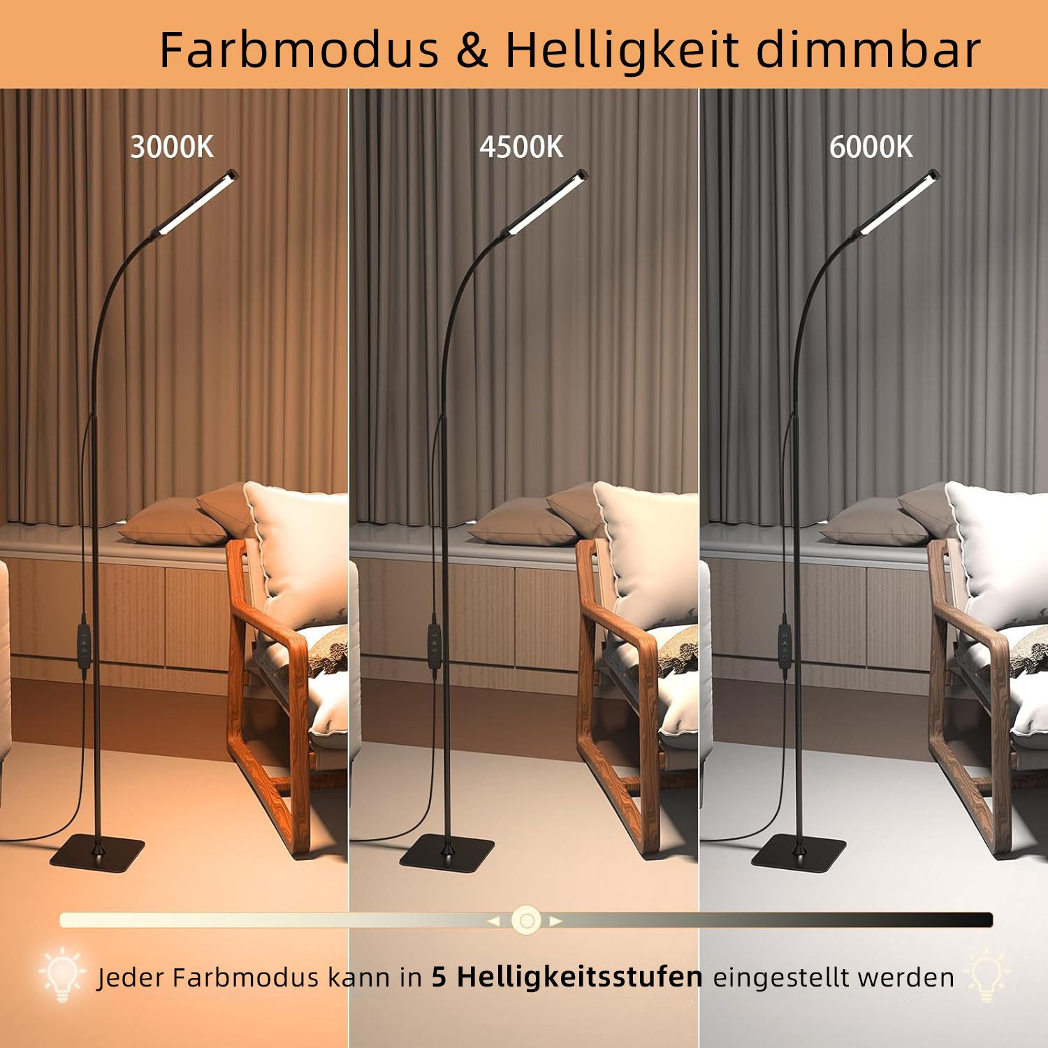 LMaxhome LED Stehlampe Dimmbar Stehleuchte 360° günstig online kaufen