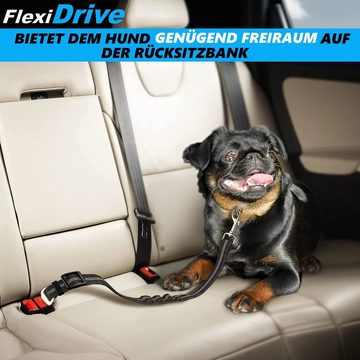 MAVURA Autohundegeschirr FlexiDrive Hunde Auto Sicherheitsgurt elastisch verstellbar, KFZ Hundegurt mit Rückdämpfung schwarz [2er Set]