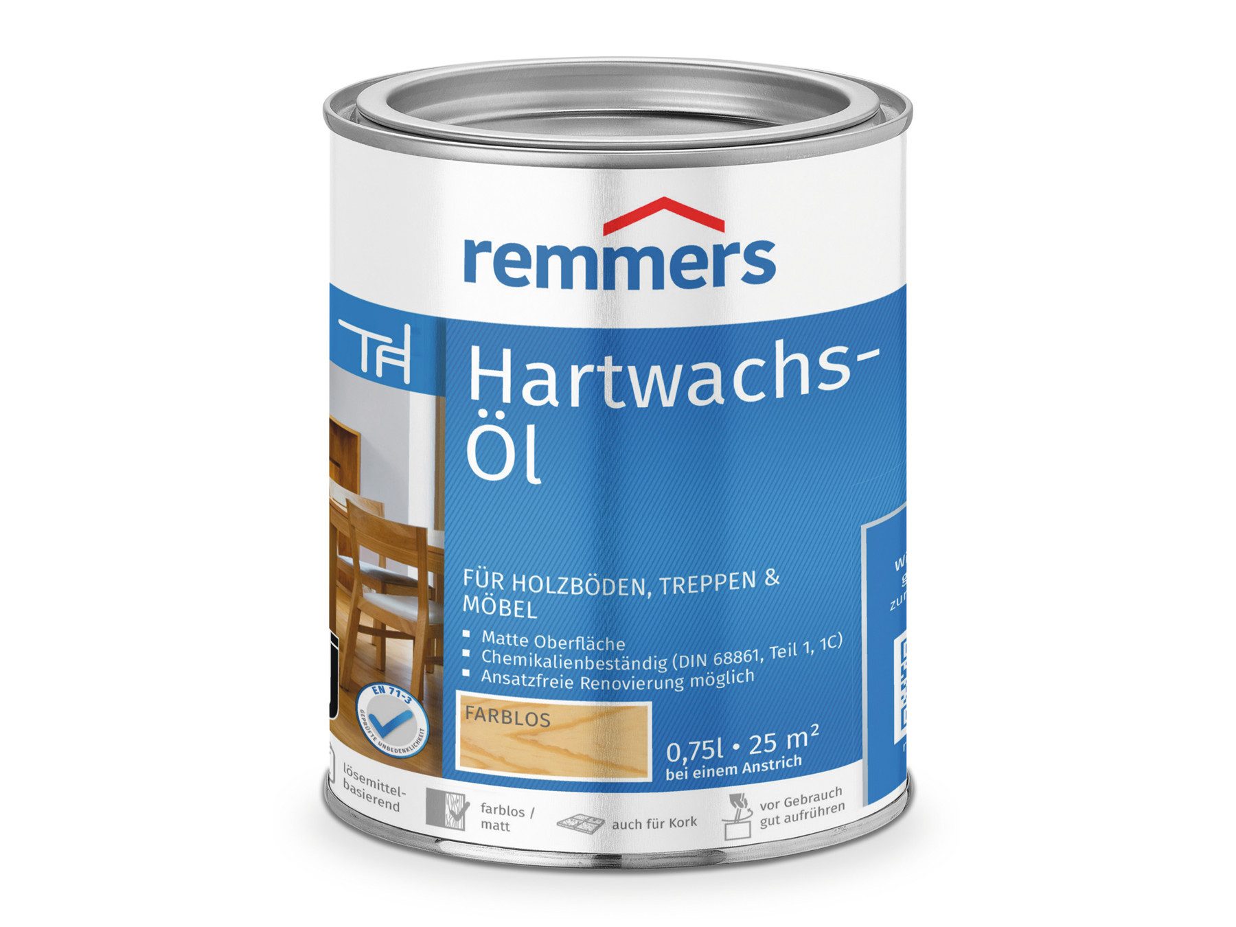 Remmers Hartwachsöl Hartwachs-Öl 0,75 Liter, für Holzböden & Möbel und Korkböden, langlebig, schmutzabweisend