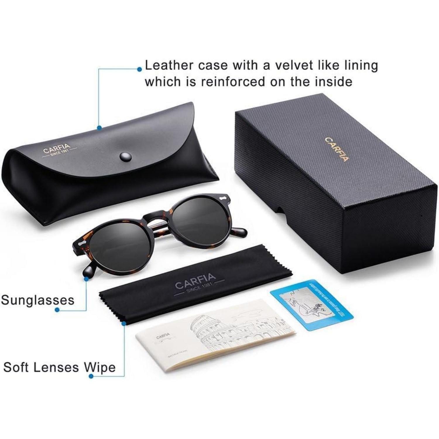 LuxusKollektion Sonnenbrille Polarisierte Sonnenbrille Herren Rund Retro mit Etui, 100% UV-Schutz