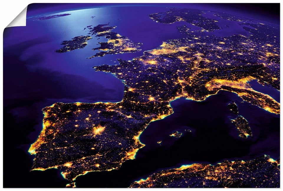 Artland Wandbild »Westliches Europa vom Weltraum«, Weltall & Kosmos (1
