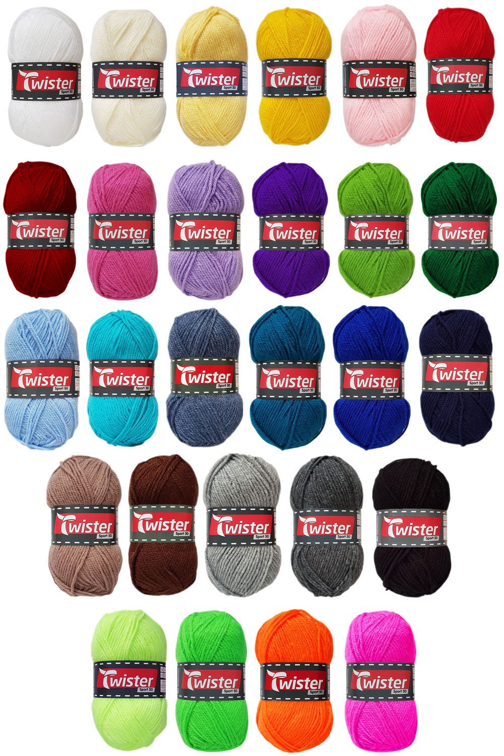 Kurtenbach 20x50 Gramm Twister Sport 50 aus 100 % Polyacryl Bunt Mix Bastelgarn