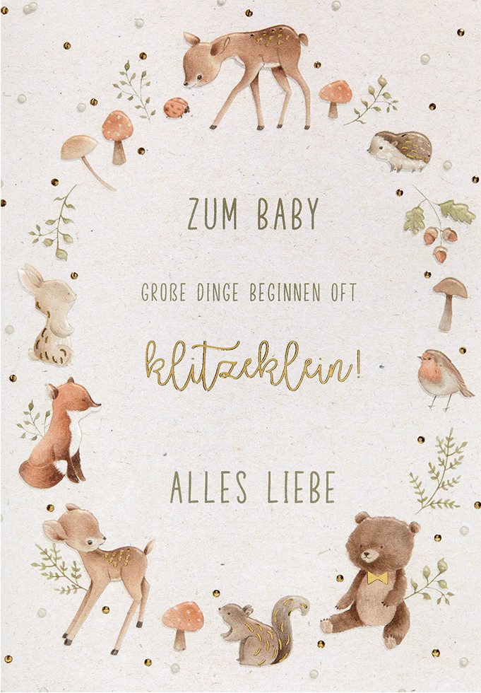 Perleberg Grußkarten Geburt - Baby – unverpackt - Glückwunschkarte im Format 11,6 x