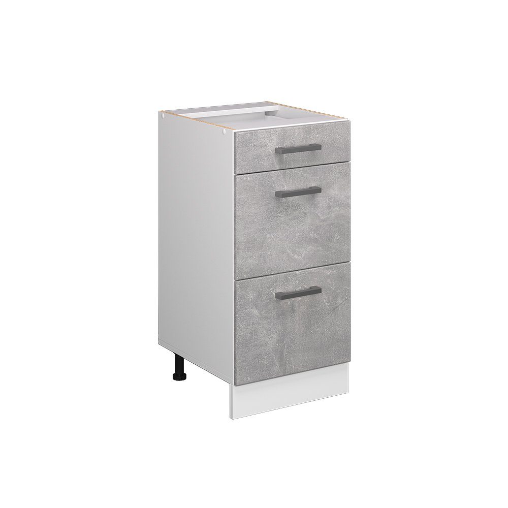 Vicco Unterschrank R-Line, Beton/Weiß, 40 cm mit Schubladen, ohne Arbeitsplatte (1-St)