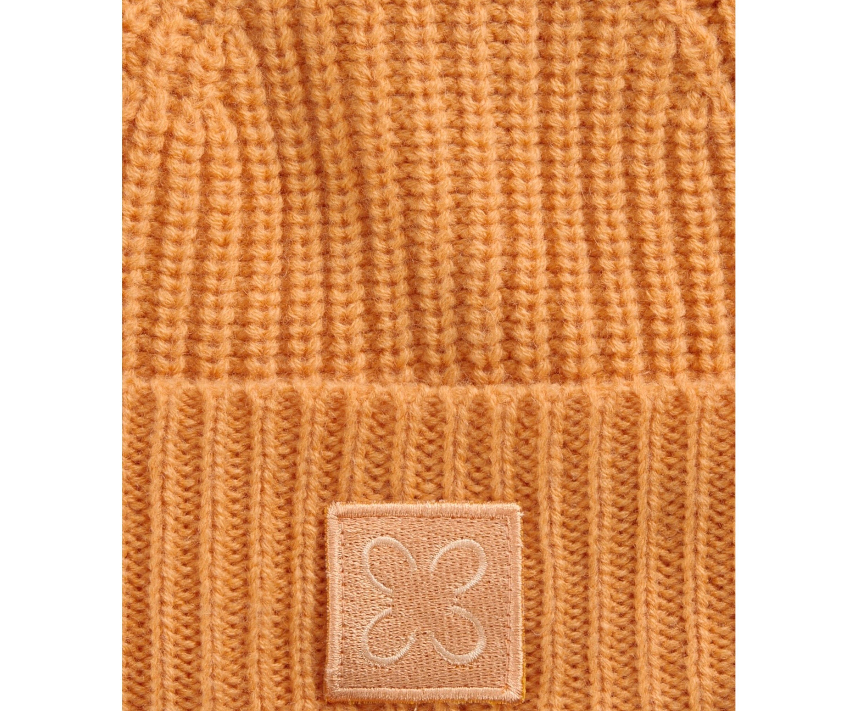 Codello Strickmütze Codello mit Logo breitem Innenfleece Damen Mütze und Umschlag mit orange