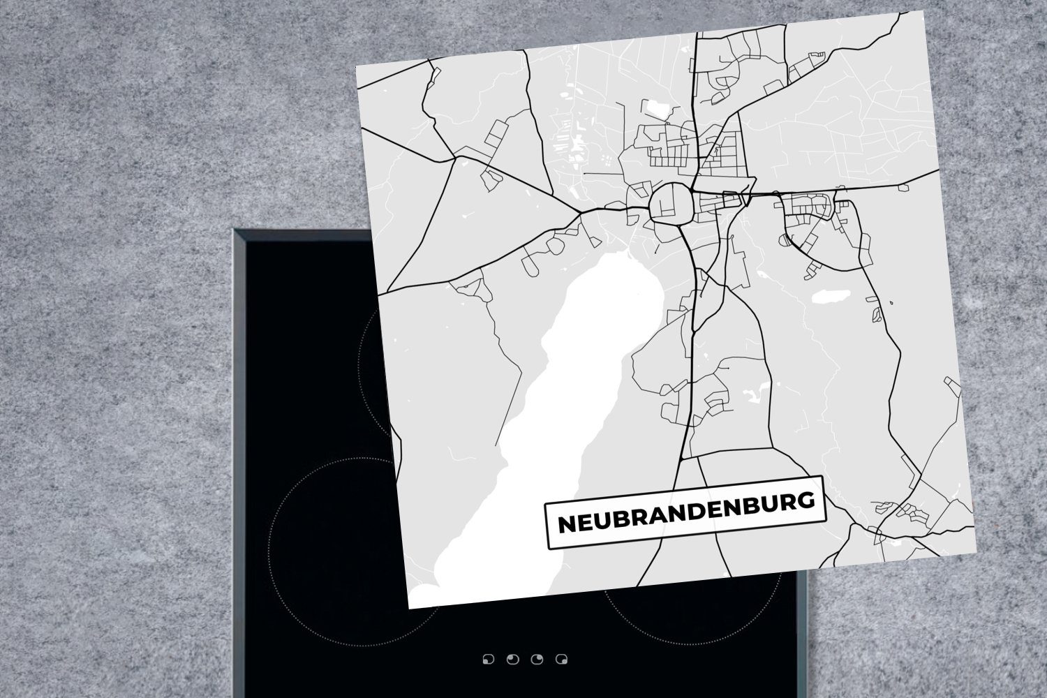 78x78 - Ceranfeldabdeckung, Deutschland Herdblende-/Abdeckplatte Arbeitsplatte MuchoWow Vinyl, Stadtplan für küche (1 tlg), - cm, Karte Neurandenburg, -