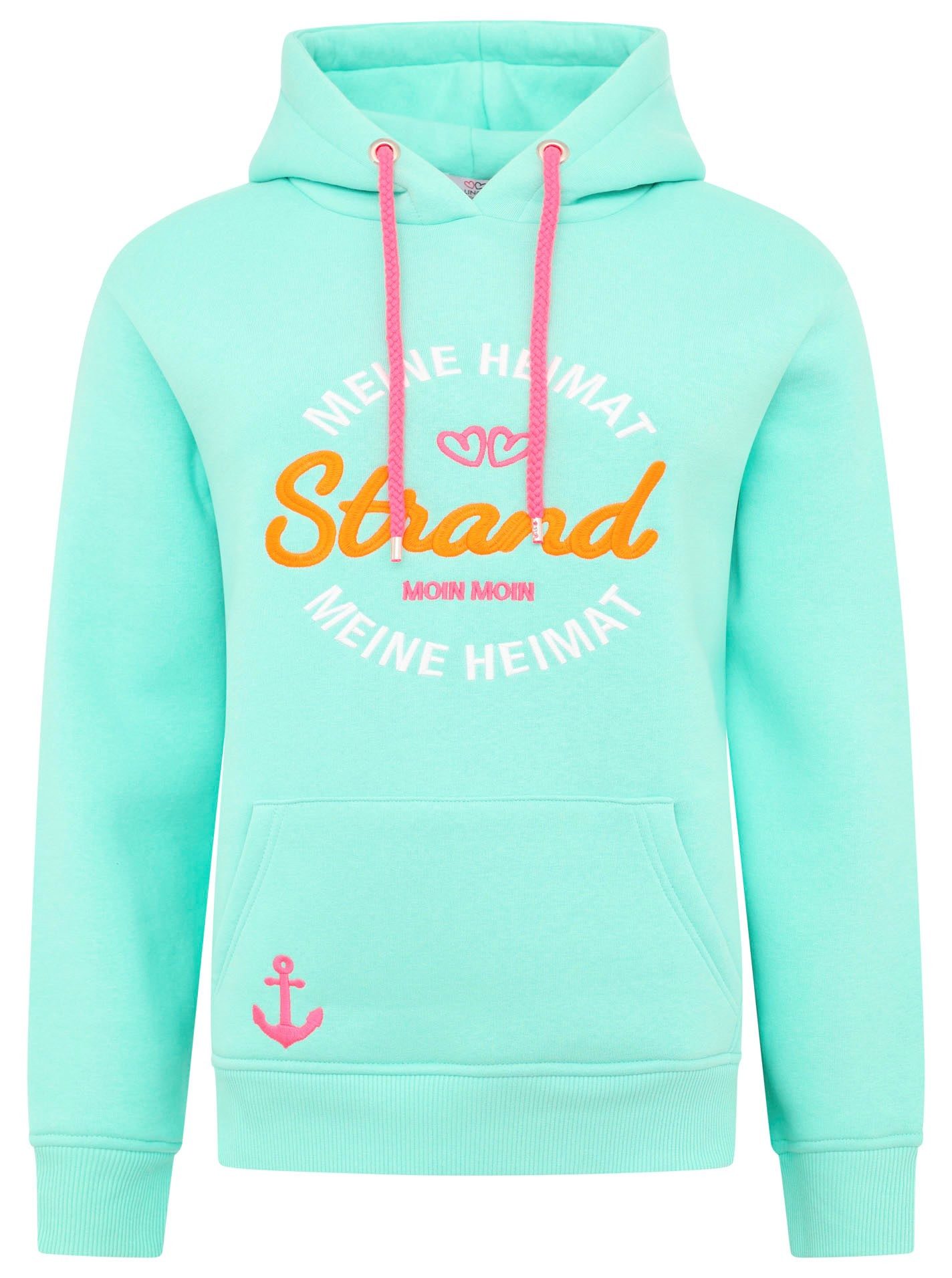 Zwillingsherz Hoodie "Meine Heimat" mit aufgesticktem "Strand"-Schriftzug v günstig online kaufen