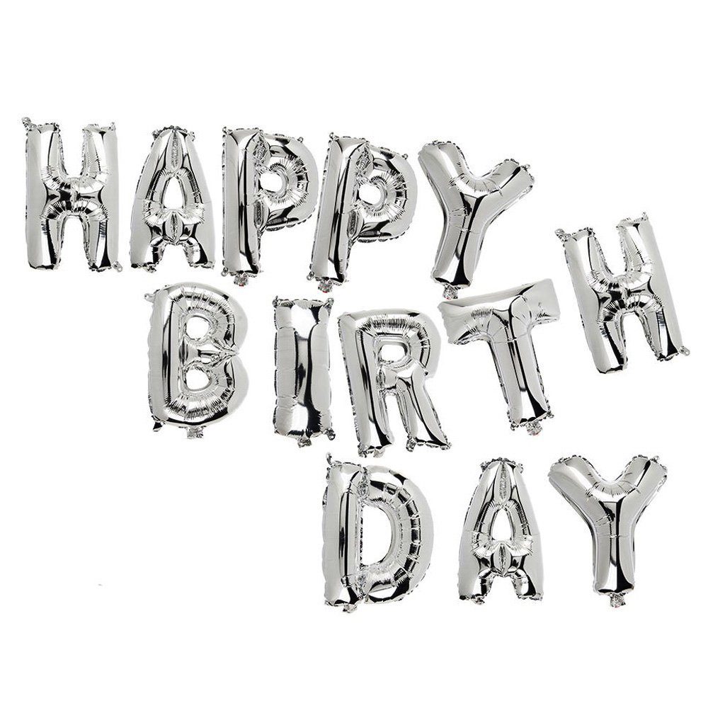 Folienballon Happy Birthday silber