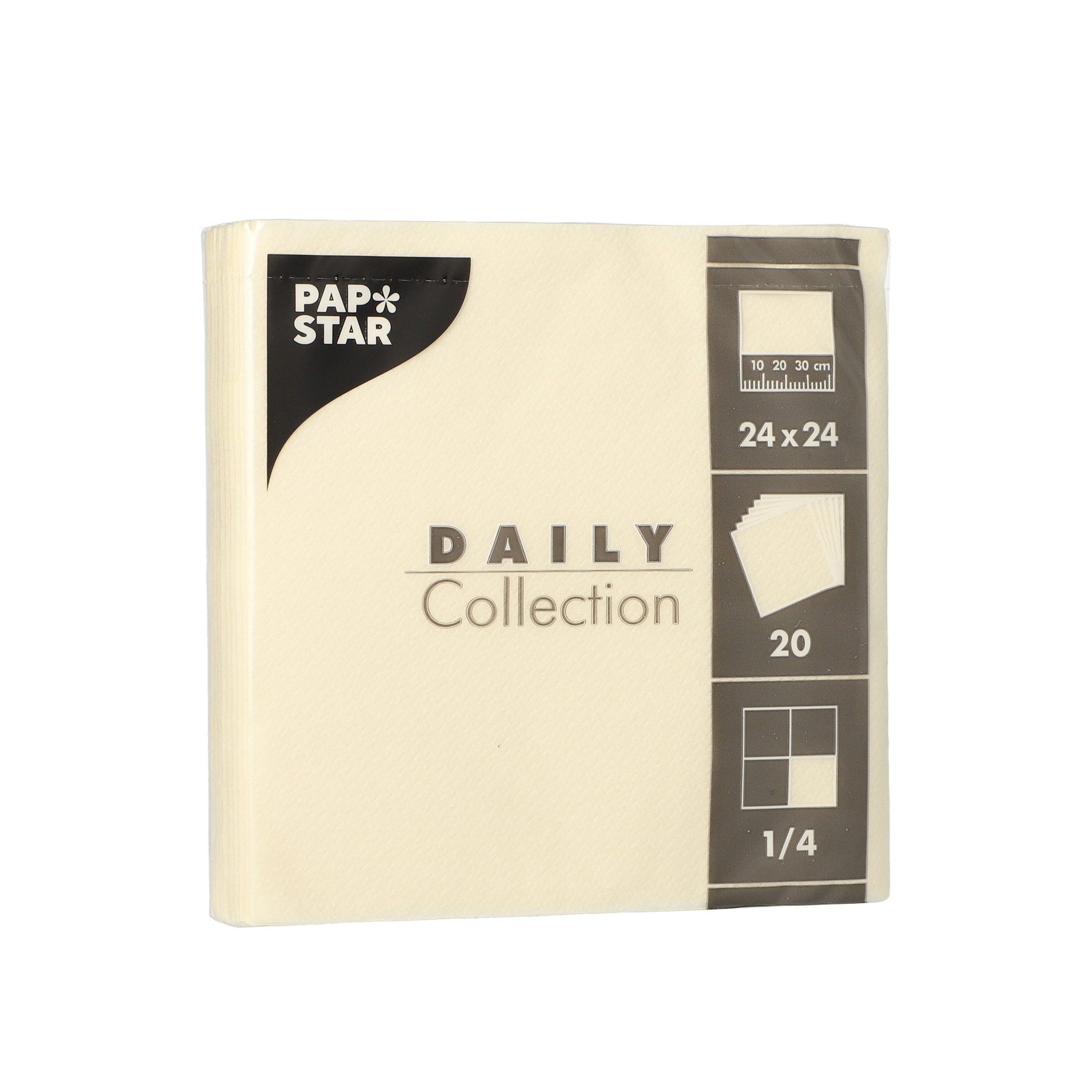 PAPSTAR Papierserviette, Servietten Papier 24x24cm 2-lagig 1/4-Falz 20 Stück "DAILY" Champagner