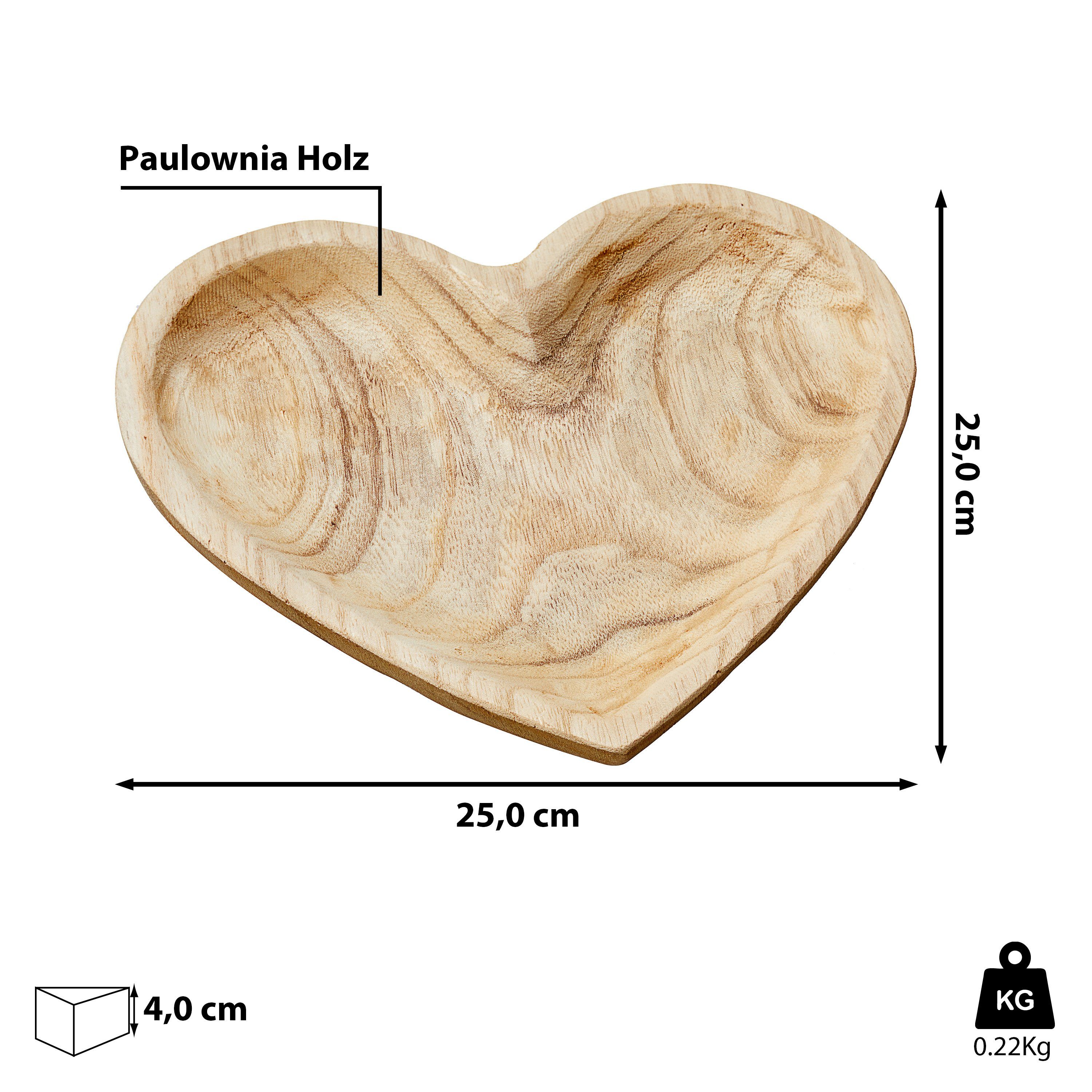 CEPEWA Dekoschale Dekoschale Herz 25x25x4cm Paulownia Naturprodukt Holzherz Holzschale