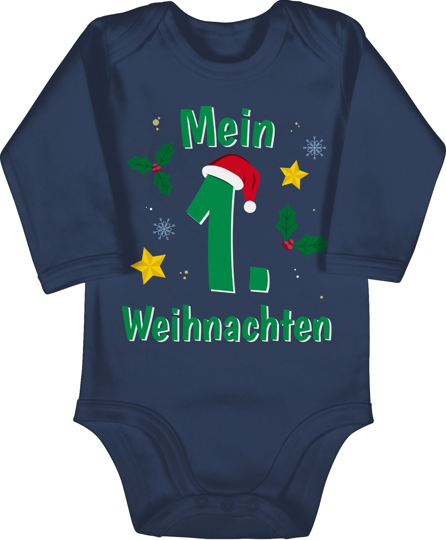 1 Kleidung Baby Blau Shirtbody Mein 1. Shirtracer grün Navy Weihnachten Weihnachten