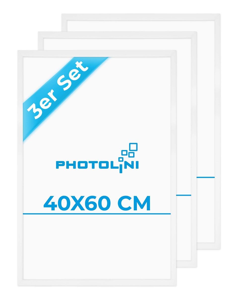PHOTOLINI Bilderrahmen 3er Set modern mit bruchsicherem Acrylglas, Holz MDF, Fotos & Poster, für 3 Bilder (3er Set), Posterrahmen 40x60 cm zum Aufhängen