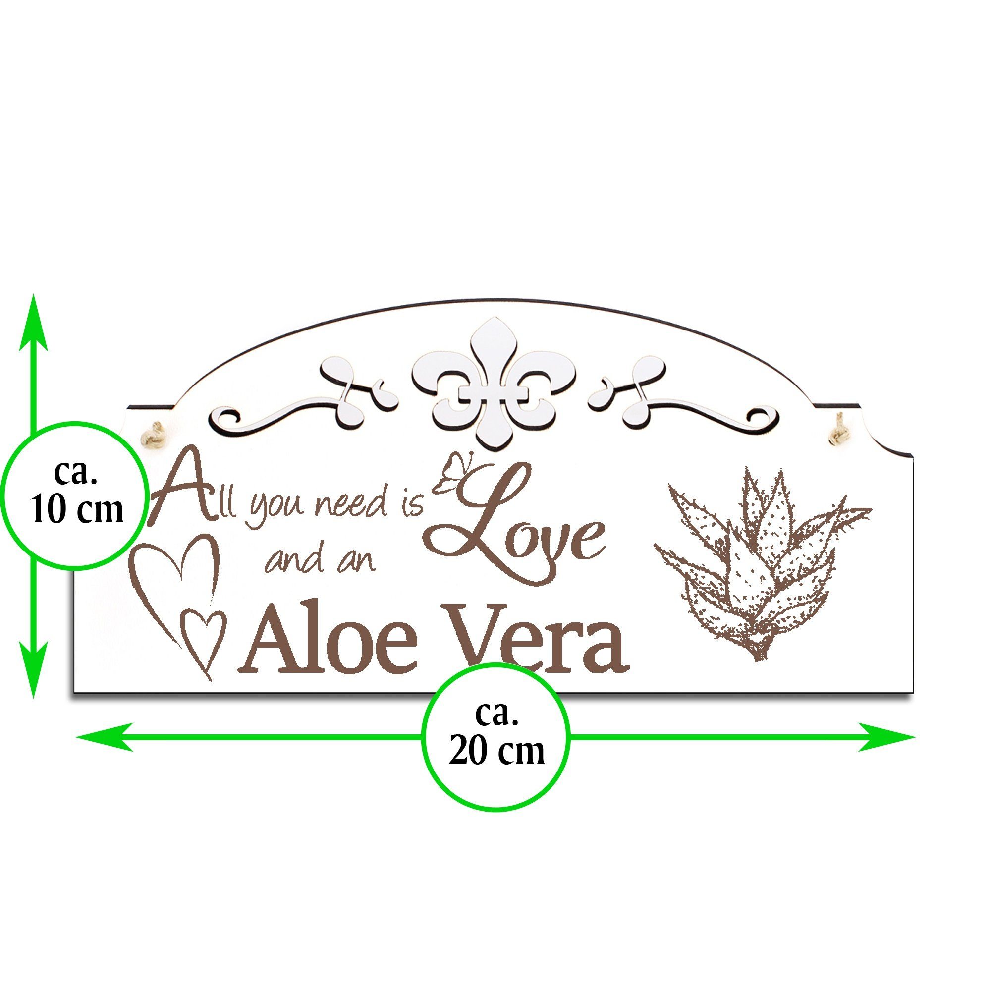 Dekolando 20x10cm Aloe Hängedekoration Deko All Love Vera need is you