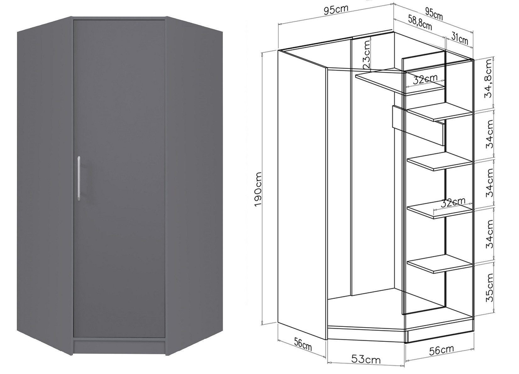 Marmex Möbel Eckkleiderschrank SMART 4 Eckschrank günstig online kaufen