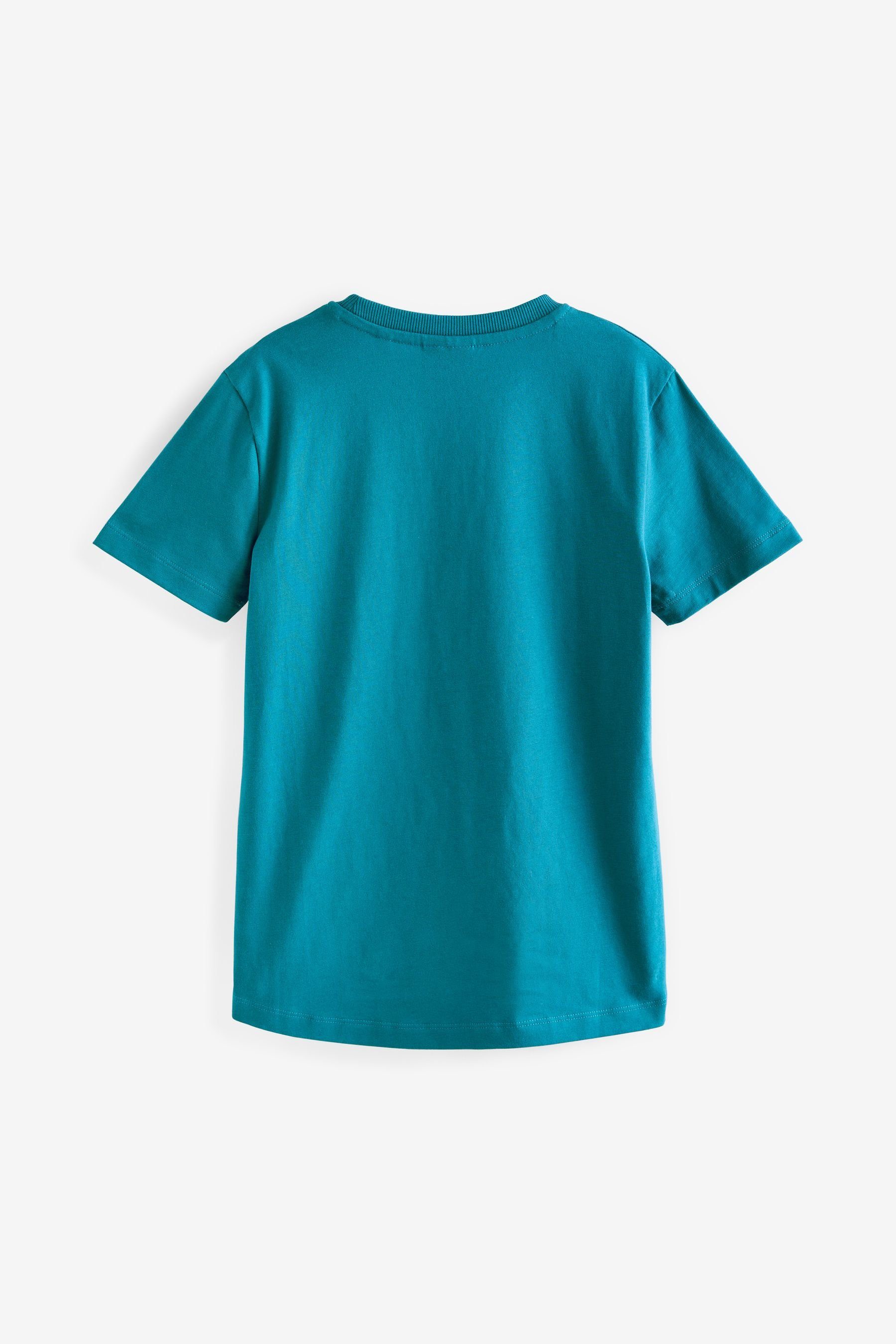 Next T-Shirt Lizenziertes T-Shirt Teal Infill Allover-Print (1-tlg) Blue mit Embossed