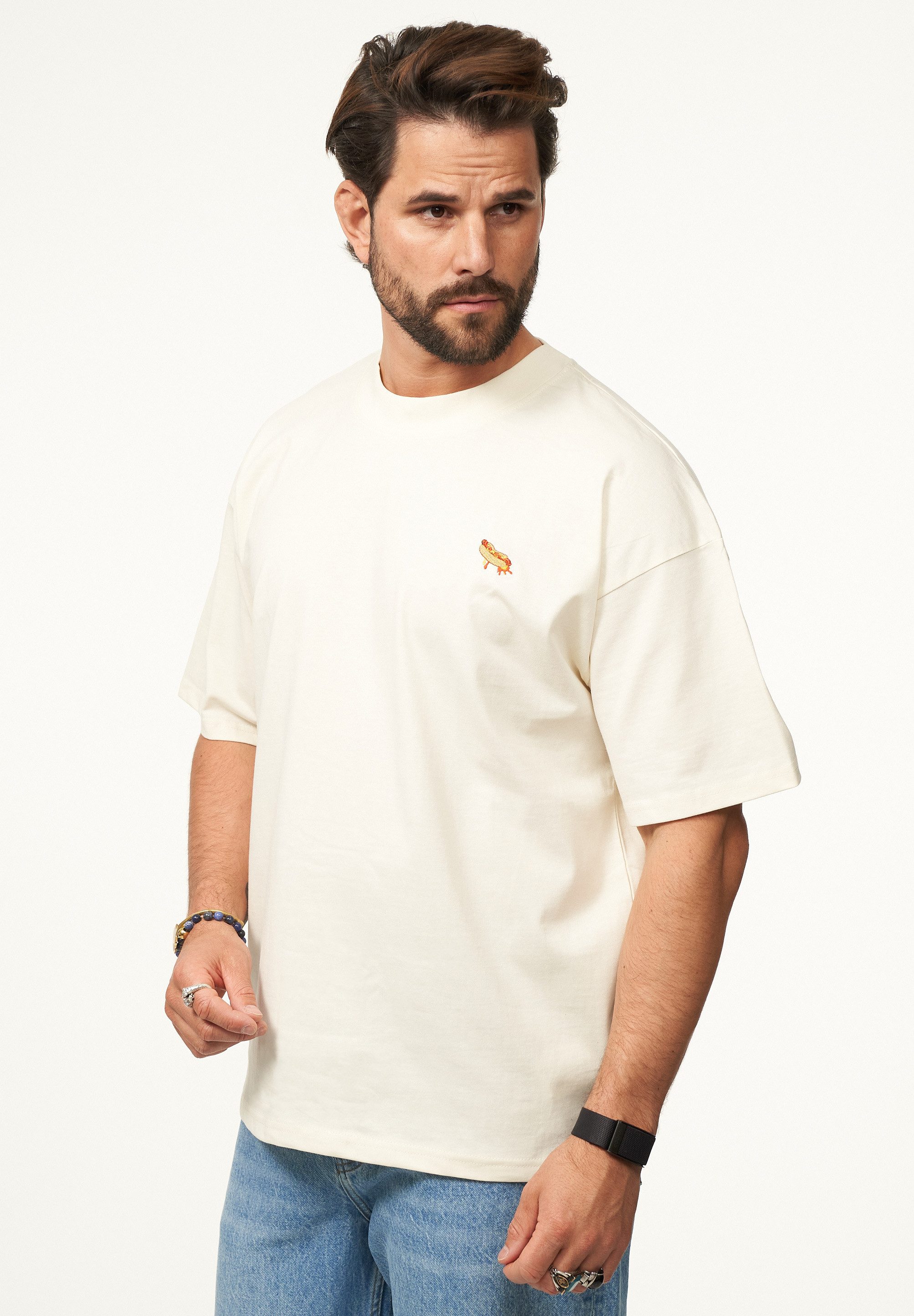 SOULSTAR T-Shirt mit Stickerei Herren Oversize-Fit Kurzarm Shirt mit Rundhals-Ausschnitt
