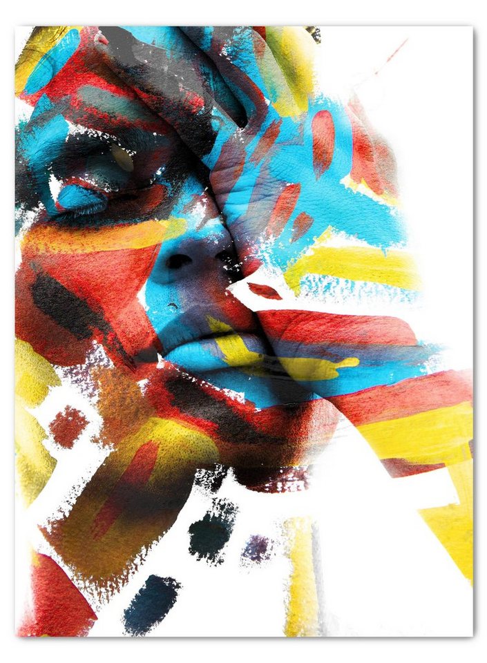 wandmotiv24 Leinwandbild Kunst, Hochformat, double exposure Effekt, buntes  Gesicht, Kunst & Gemälde (1 St), Wandbild, Wanddeko, Leinwandbilder in  versch. Größen