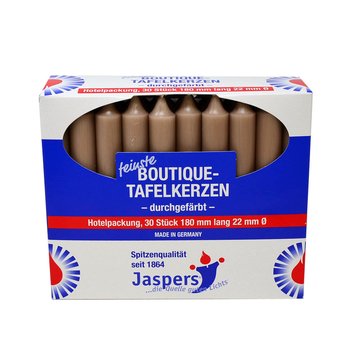 Jaspers Kerzen Tafelkerze Boutique-Kerzen Hotelpackung flachs 30er Pack dur günstig online kaufen