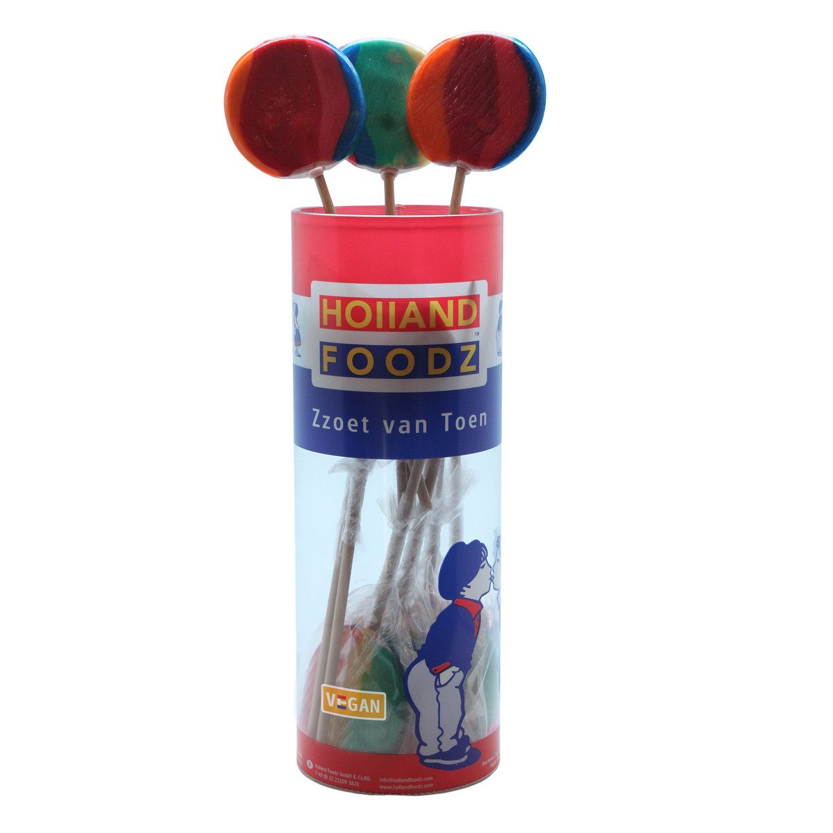 Holland Foodz Süßigkeit, Holland Foodz Regenbogen Lutscher mit Fruchtaromen 50g 10 Stück