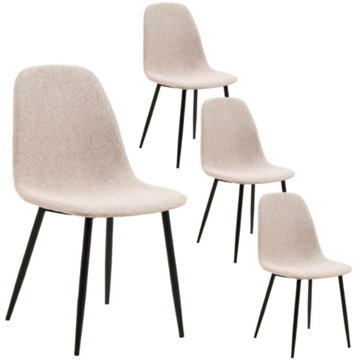 Liadomo Esszimmerstuhl Andre, Küchenstuhl, Stühle, Stuhl für Esszimmer, Stuhlbeine schwarz (4er Set), Stoffbezug in Beige, Dunkelgrau, Hellgrau oder Schwarz, ergonomisch