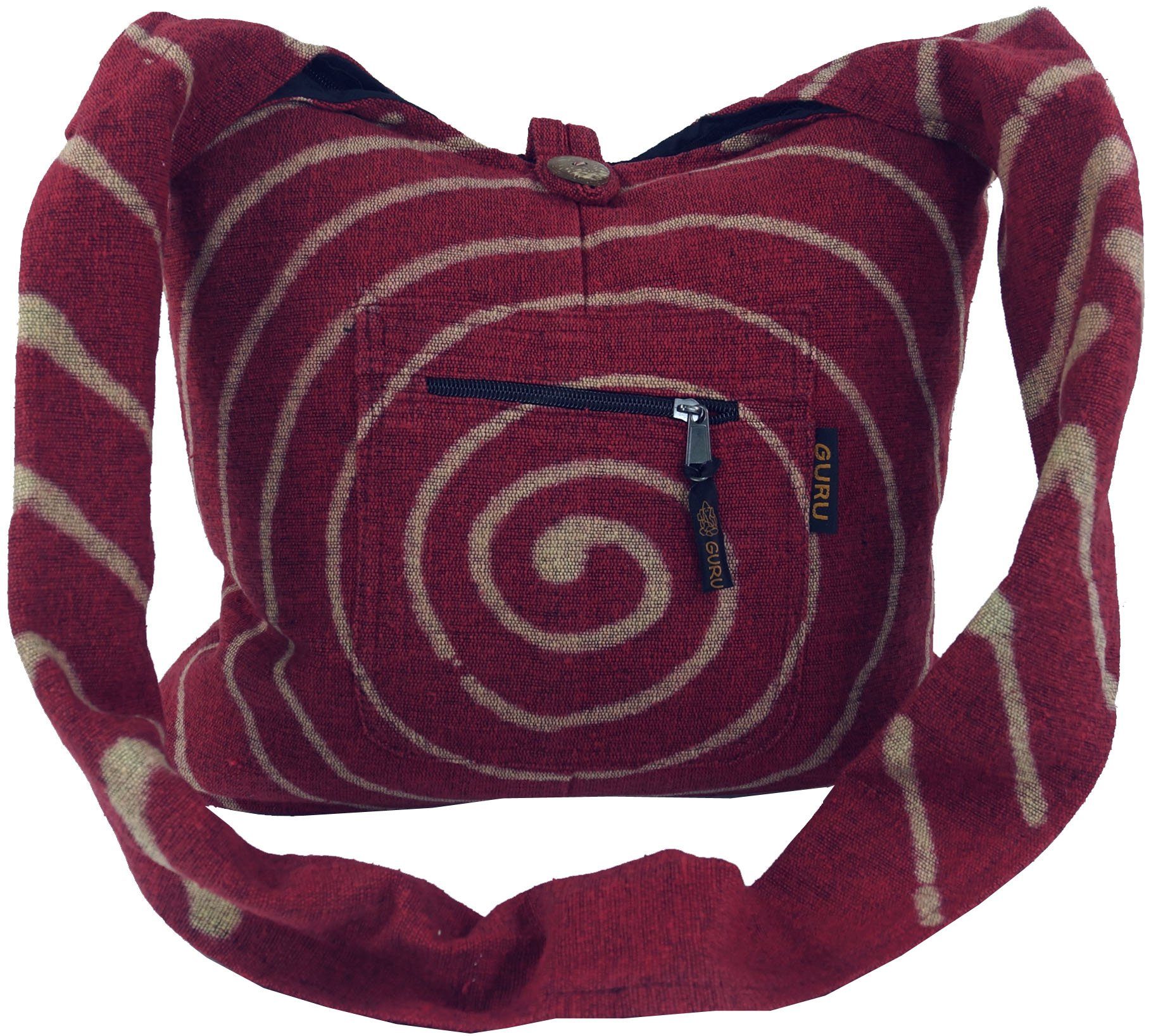 Guru-Shop Schultertasche Sadhu Bag mit Batik - Spirale; große Boho..
