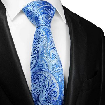Paul Malone Krawatte Elegante Seidenkrawatte Herren Schlips paisley brokat 100% Seide Breit (8cm), blau 2102