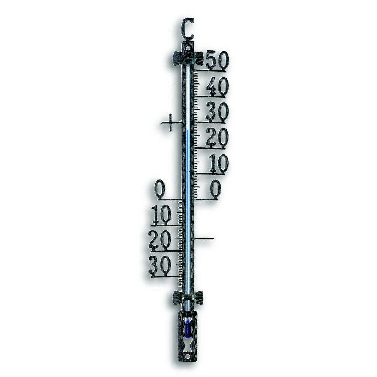 TFA Dostmann Gartenthermometer Analoges Aussenthermometer aus Metall 27,5 cm, Hergestellt in Deutschland