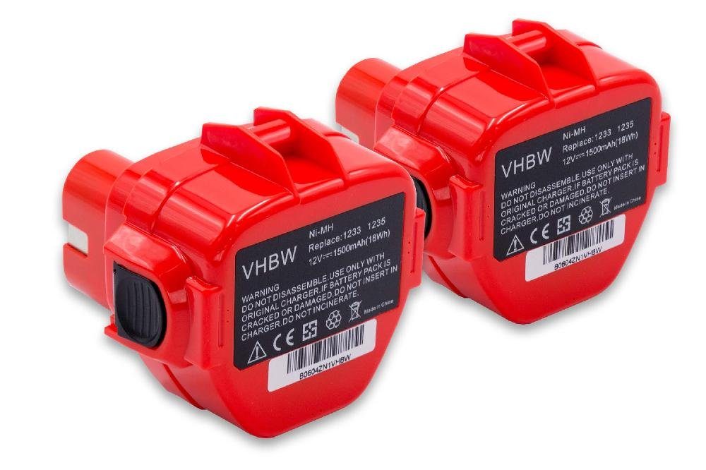 vhbw passend für Makita 6217DWDLE, 6223D, 6223DE, 6223DW, 6223DWE, 6227D, Akku 1500 mAh