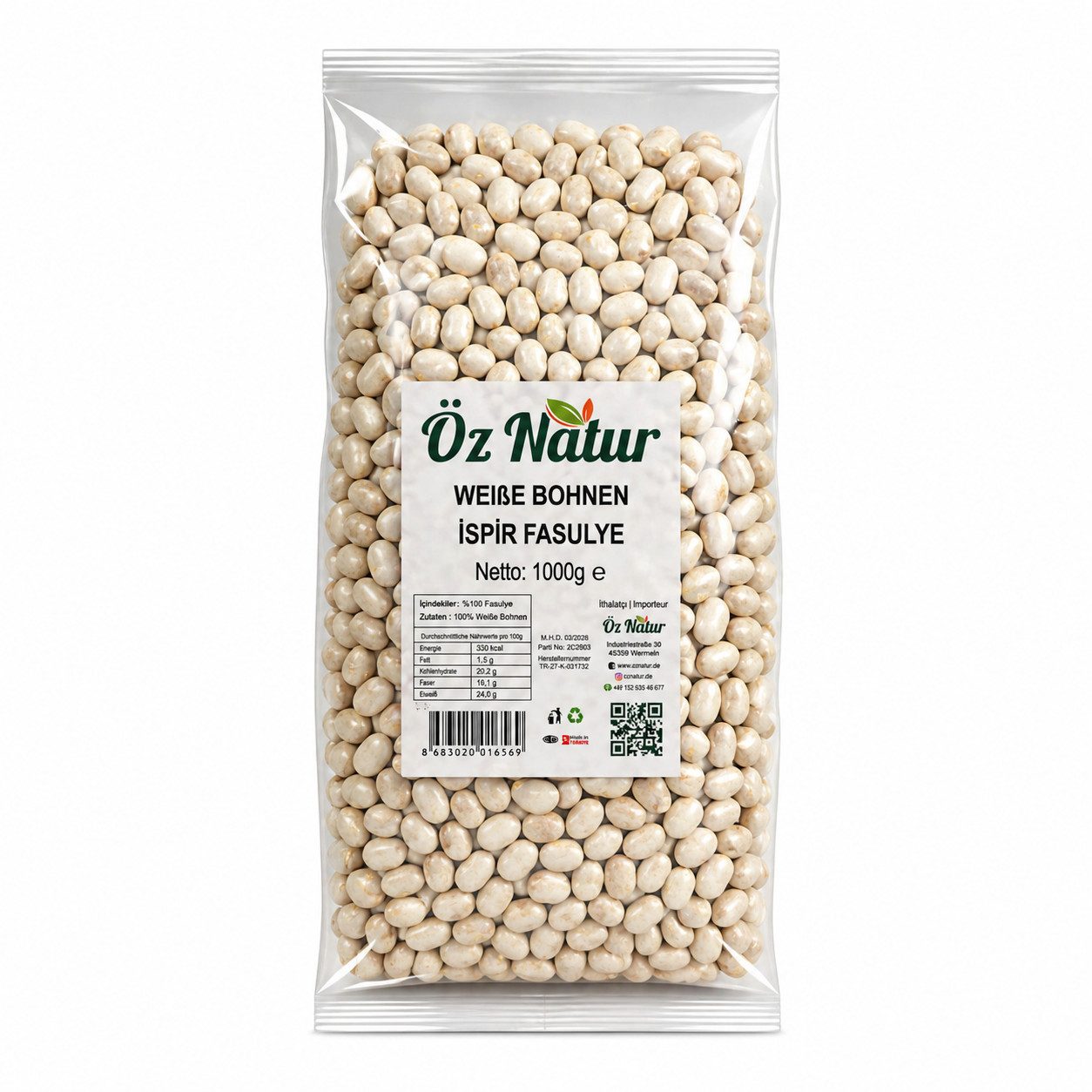Öz Natur Getreide, Weiße Zucker Bohnen aus Ispir 1kg