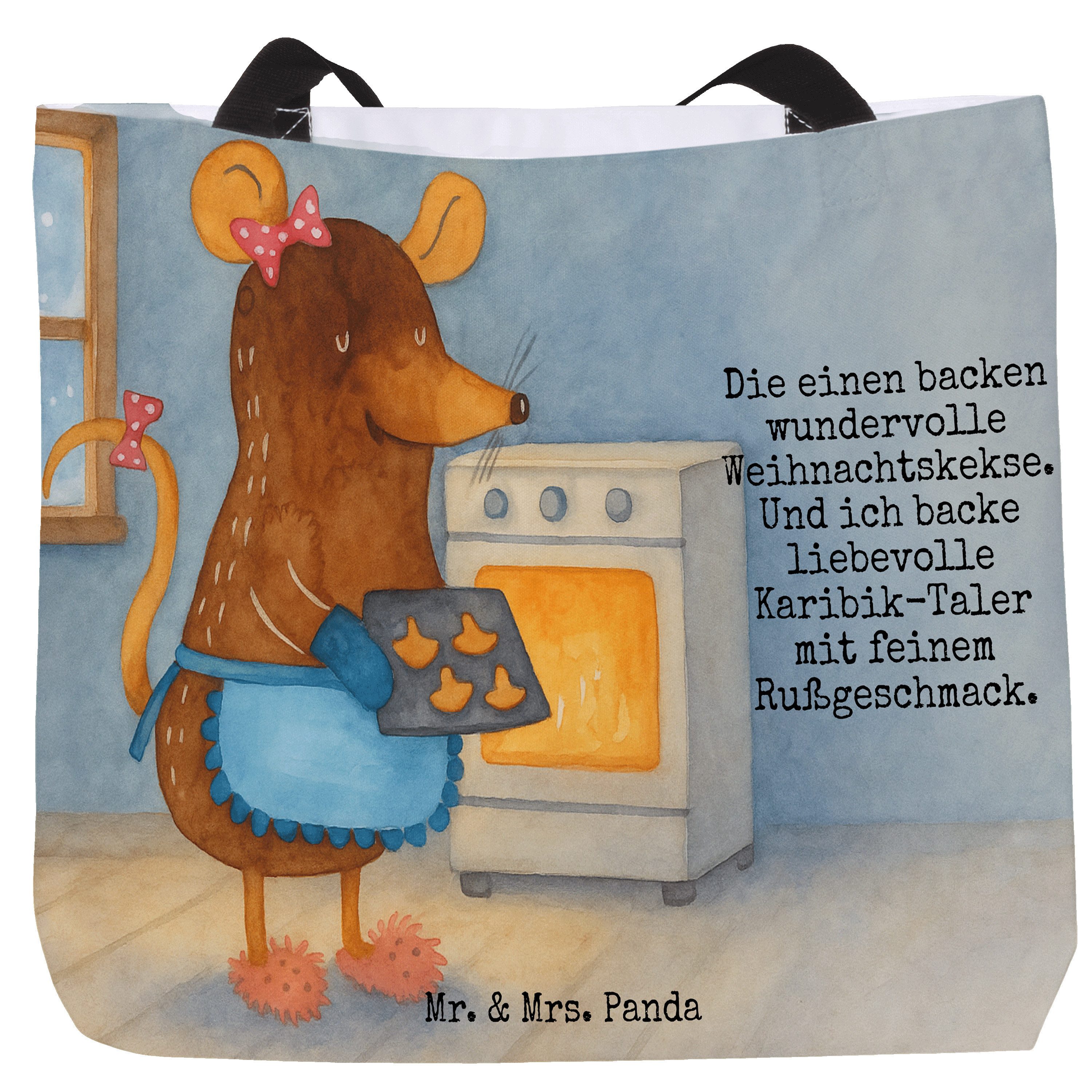 Shopper Maus Kekse Design, Tote Bag, Weiß, Weihnachten, Backen, Tasche, Plätz