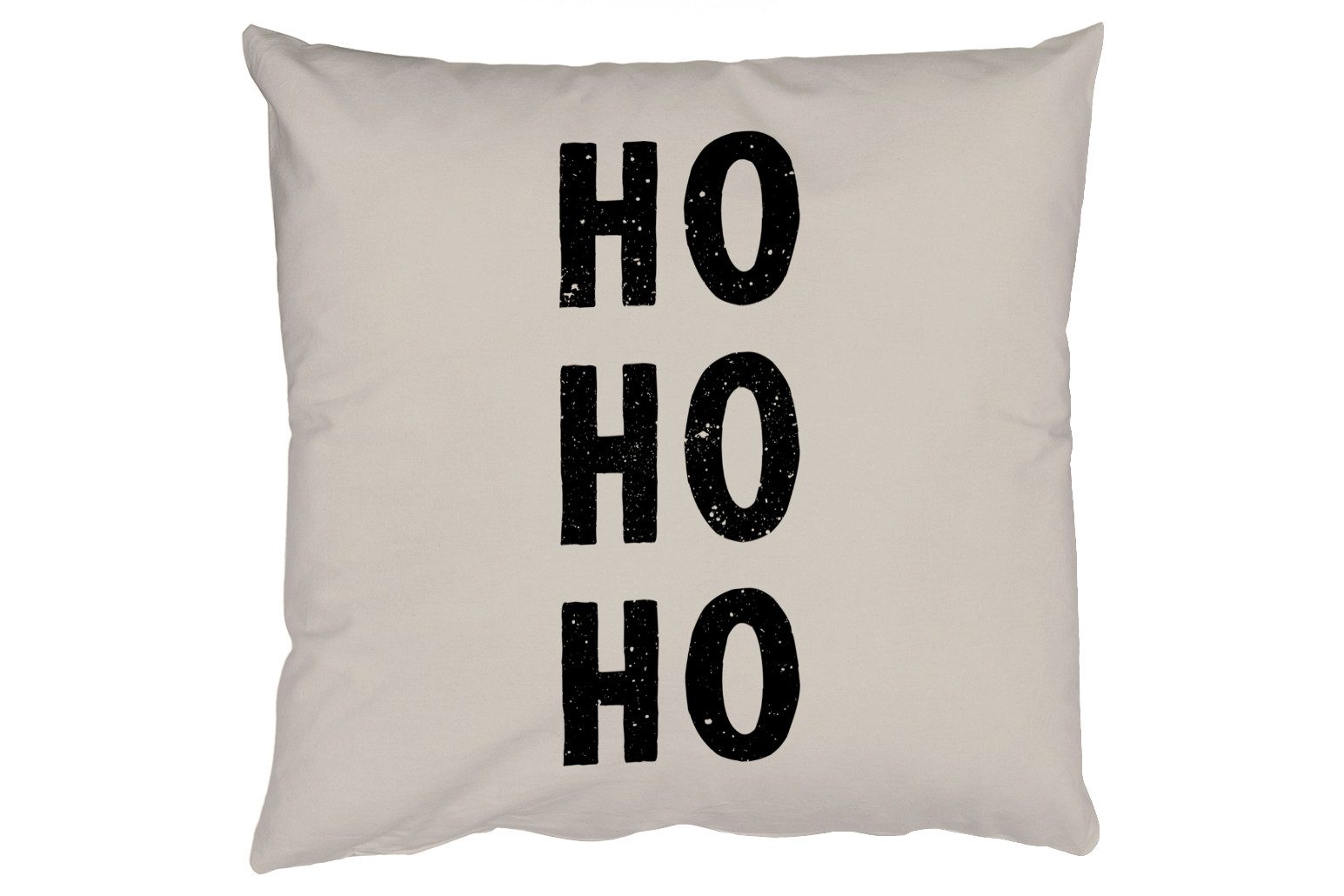 MuchoWow Dekokissen Weihnachten - Ho ho ho - Sprichwörter - Beige - Weihnachtsmann, Zierkissen mit Füllung für Wohnzimmer, Sofakissen, 40x40 cm