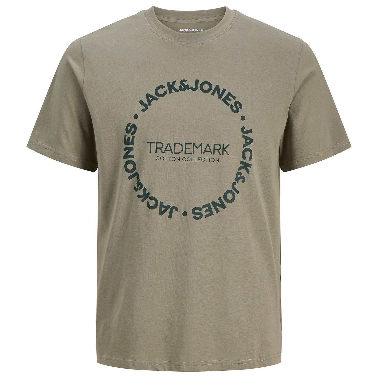 Jack & Jones Rundhalsshirt Jack&Jones Übergrößen T-Shirt khaki Print JJBENSON