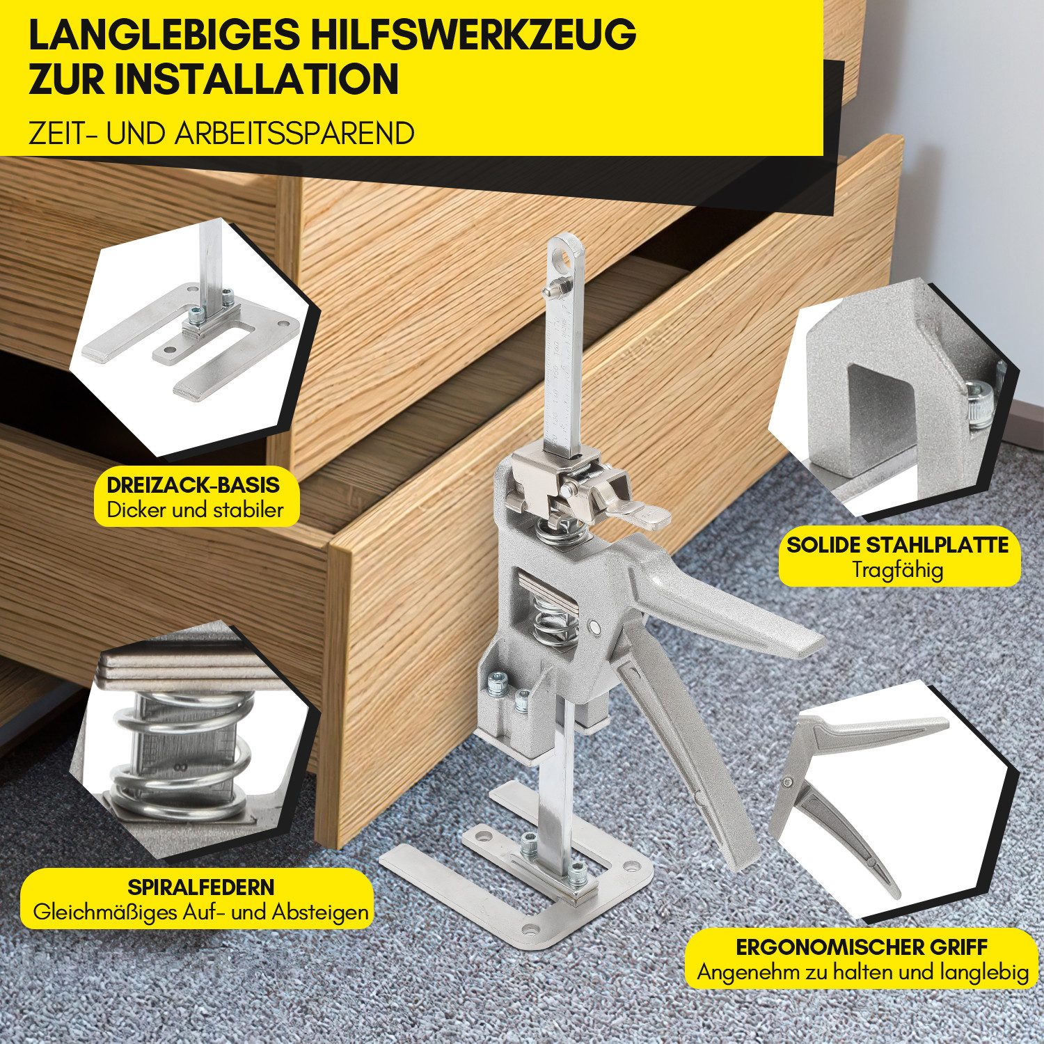 Clanmacy Plattenheber Handwerkzeugheber 2/4 Stück arbeitssparender Wagenheber Bis 150Kg, 4-tlg.] – Bild 4 von 5