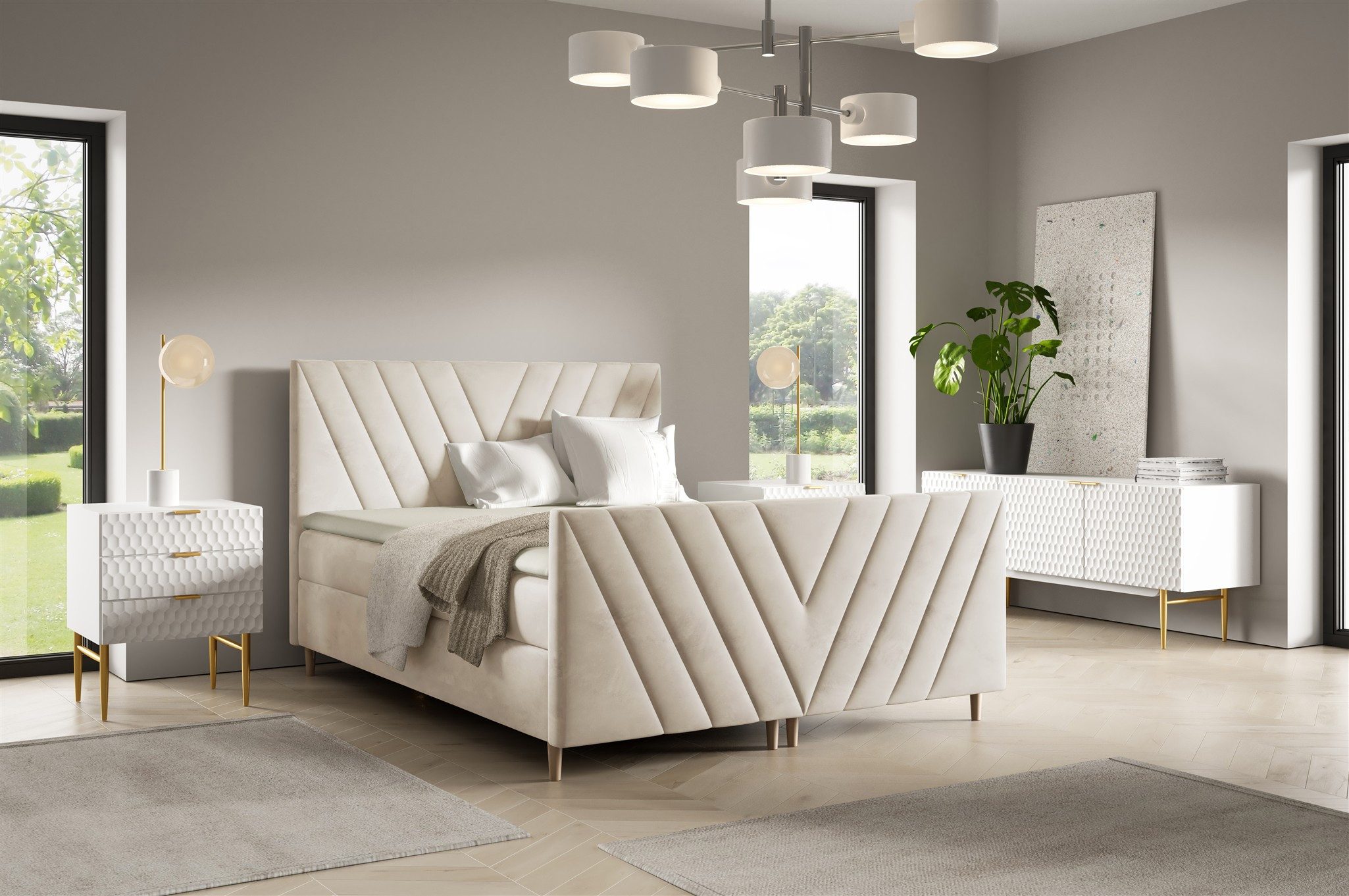 Fun Möbel Boxbett Bett Schlafzimmerbett CARLITO Überlänge in Stoff Fresh (220cm) (inkl Kaltschaum-Topper, inkl. Bonellfederkernmatratze), inkl. 2 x Bettkasten