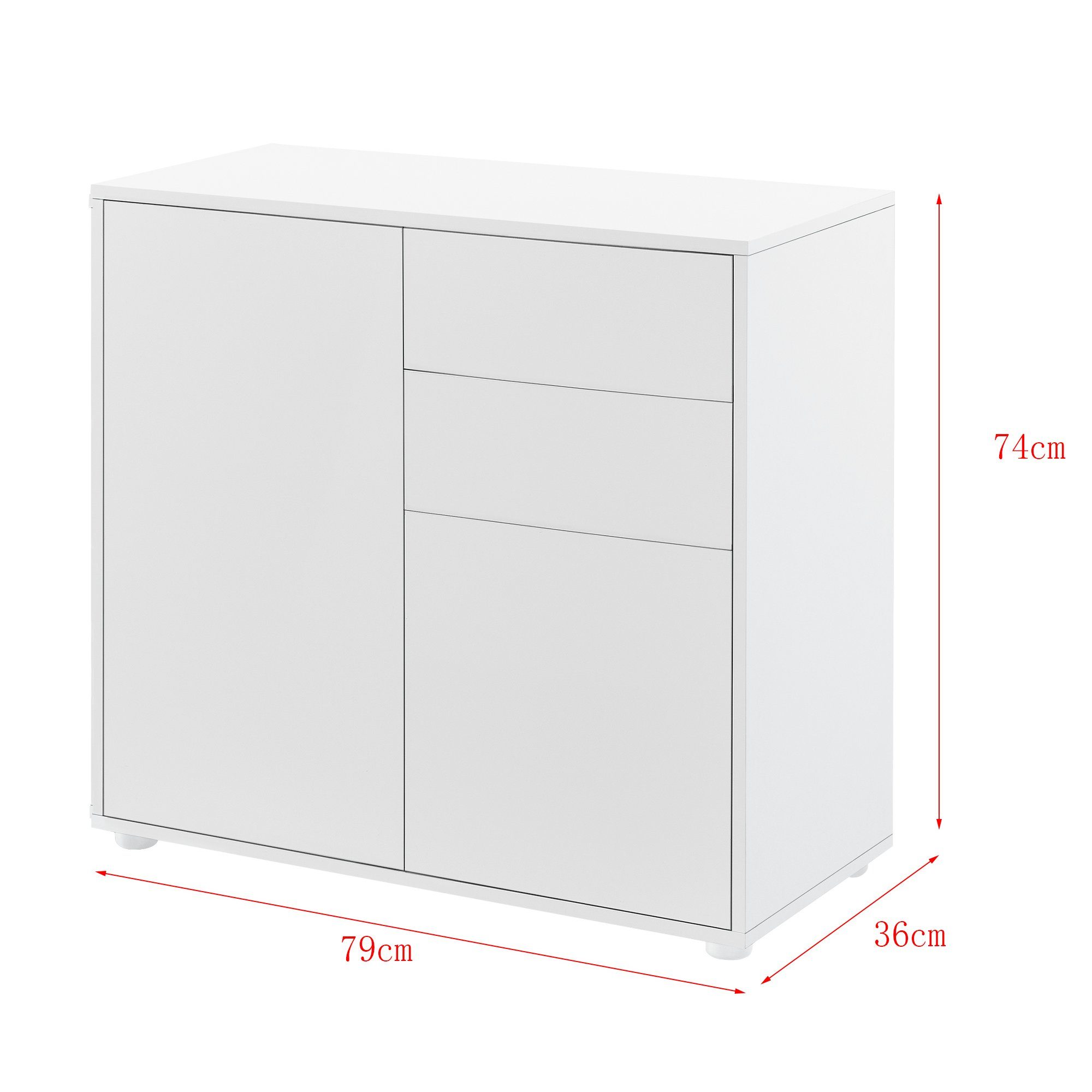 en.casa Sideboard, »Paarl« 74x79x36 cm Weiß, günstig online kaufen