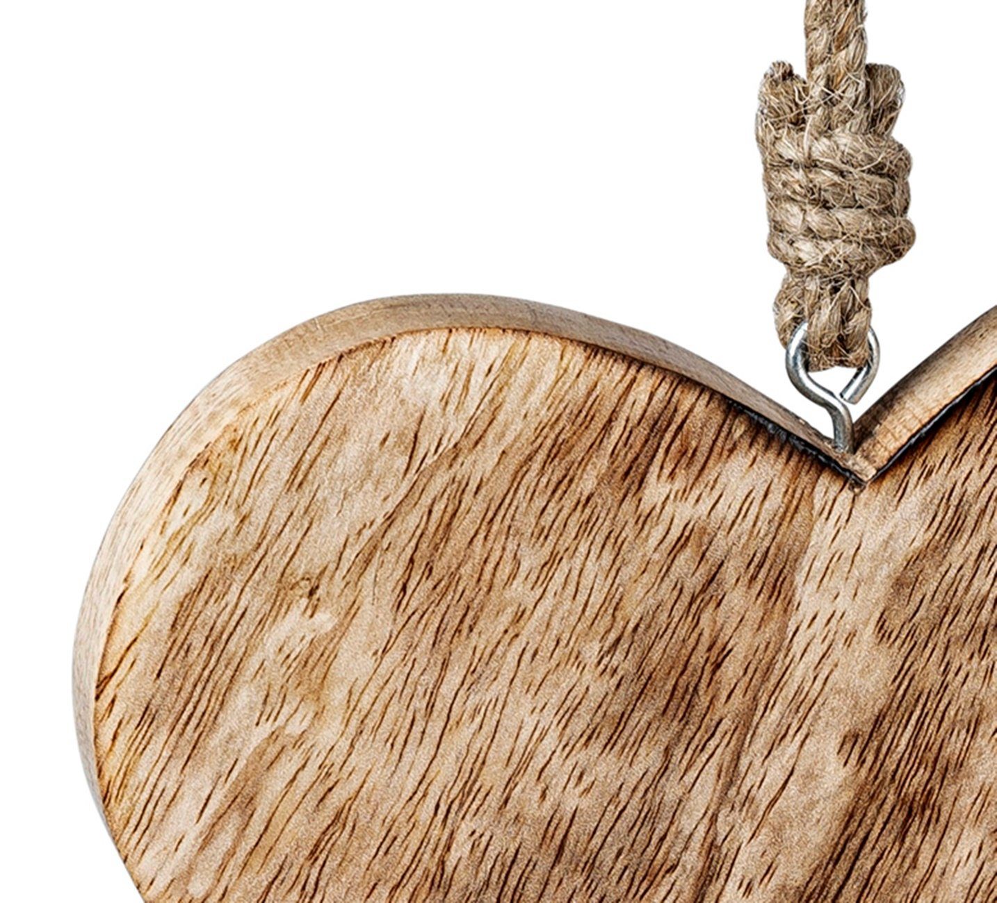 zum aus 16x19cm dekojohnson St) Deko-Herz Hängen (1 Hängedekoration Mango-Holz