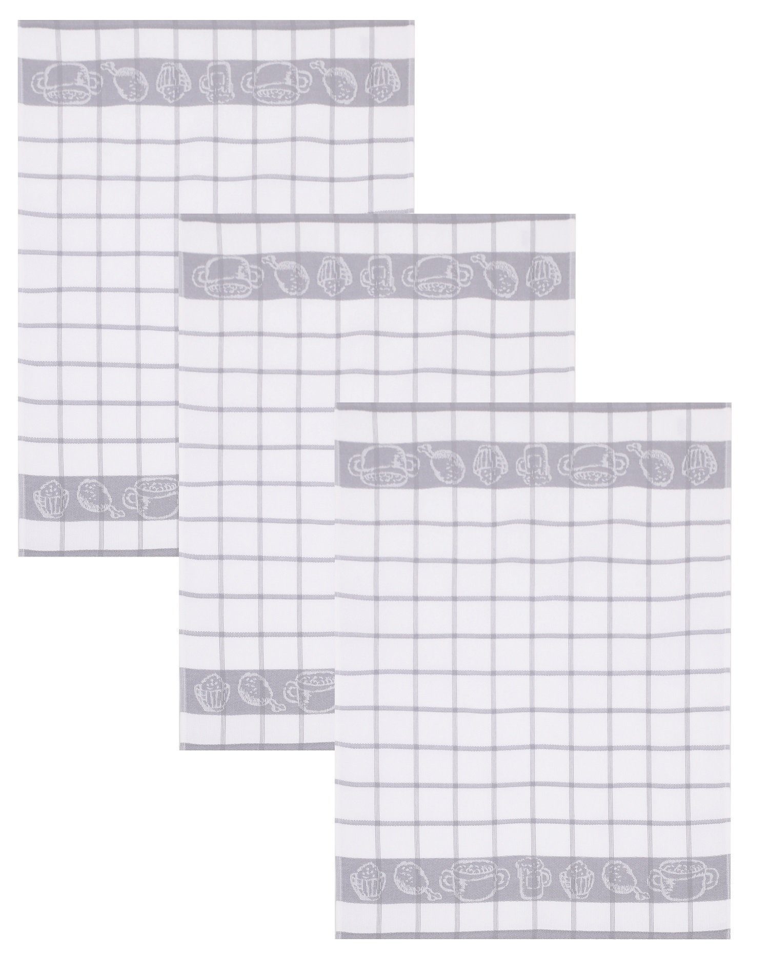 Geschirrtuch 3 TLG. Küchentücherset Guten Appetit II. Розмір 50x70 cm Farbe: grau