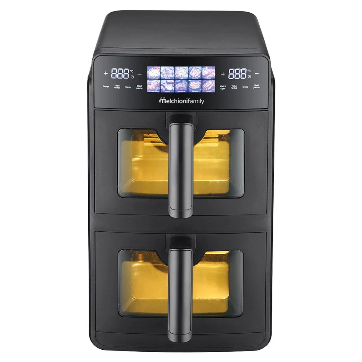 Melchioni Heißluftfritteuse Giulia, 2600 W, Doppelschublade für gleichzeitiges Kochen